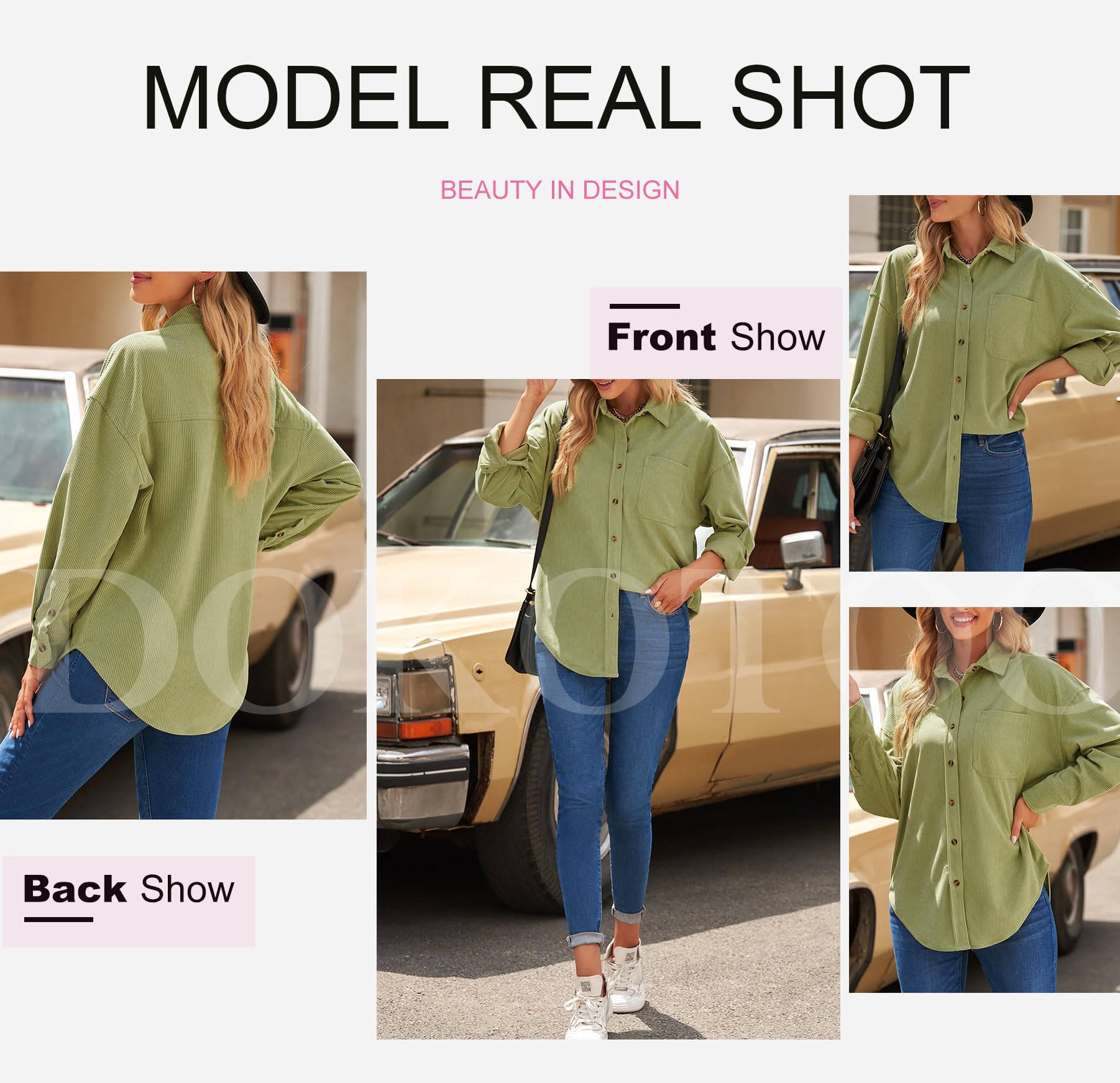 Dokotoo Women's Corduroy Button Down Shirt - Long Sleeve Oversized Boyfriend Blouse for Casual & Work Wear | Fall & Winter Fashion Tops