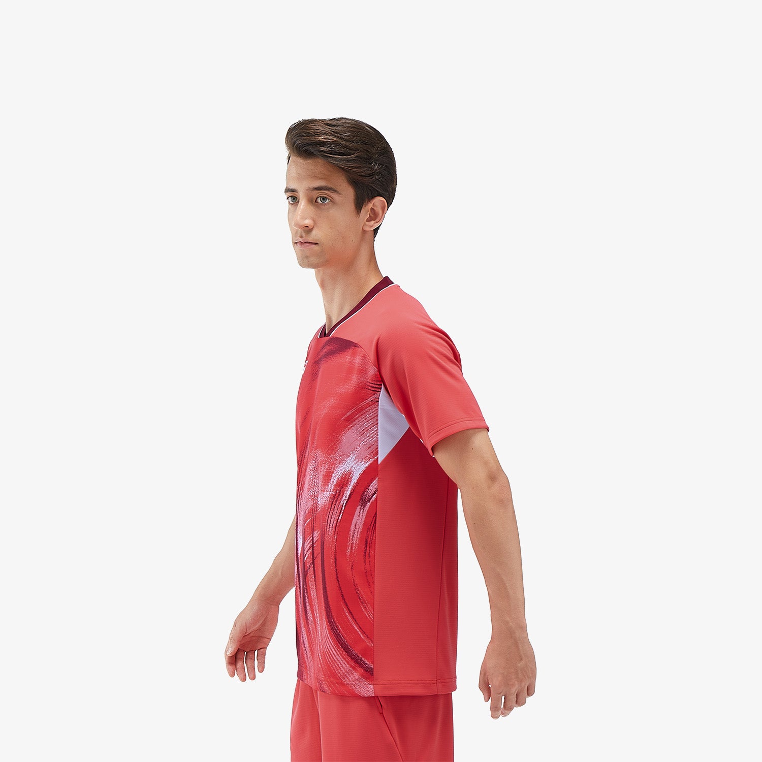 Yonex Men's Tournament Crew Neck Tennis Shirt 10568PR - Pearl Red - Moisture Wicking & Breathable for Competitive Play & Training