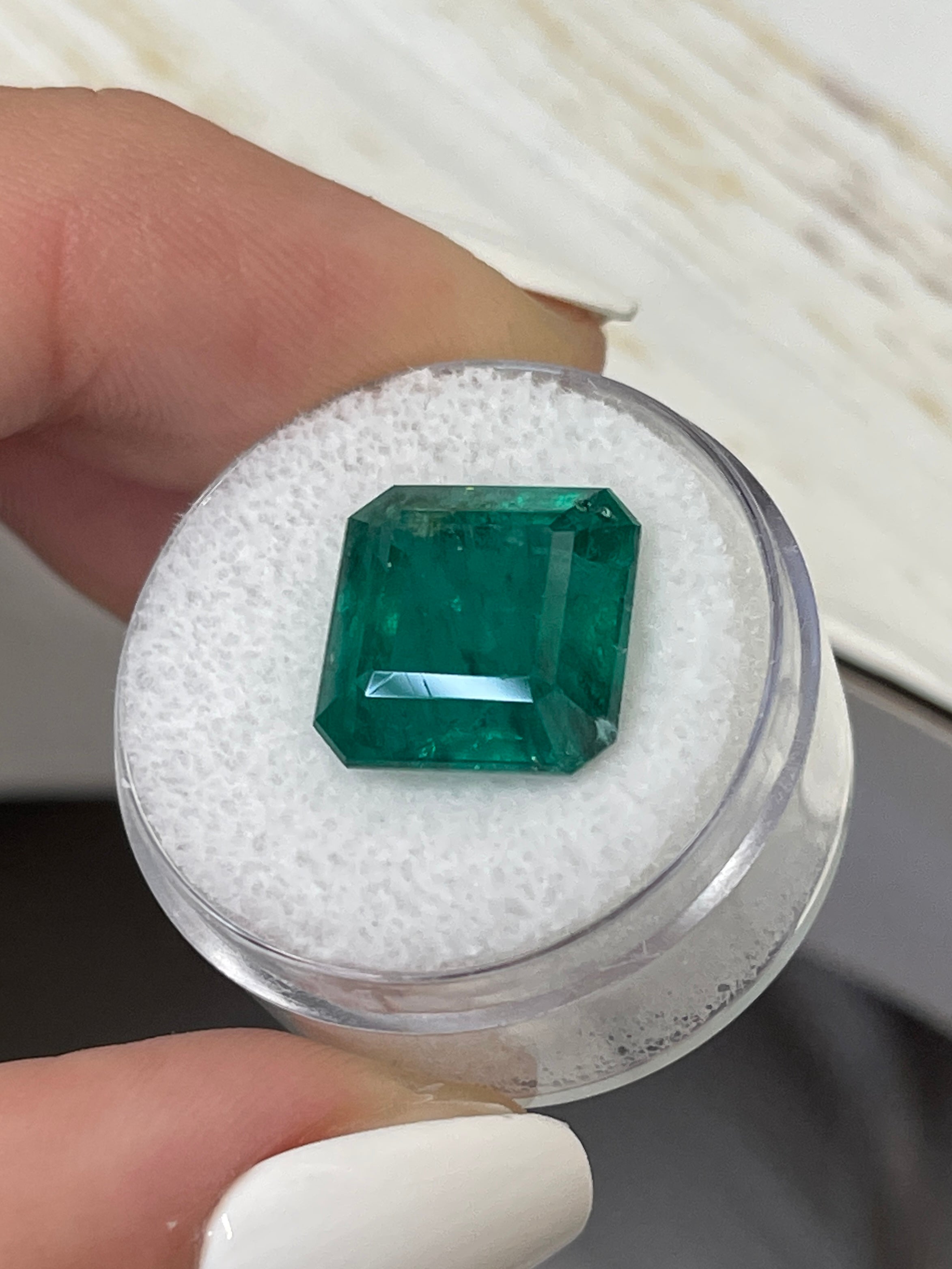 10.01 Carat Vivid Dark Green Natural Zambian Emerald - Asscher Cut Loose Gemstone for Jewelry Making, Engagement Rings & Collector's Pieces