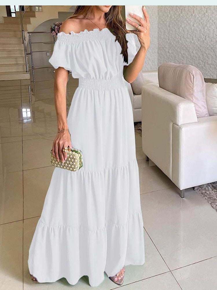 Boho Summer Dress for Women - Flowy Solid Color Maxi Dress | Beach, Vacation & Casual Outfit