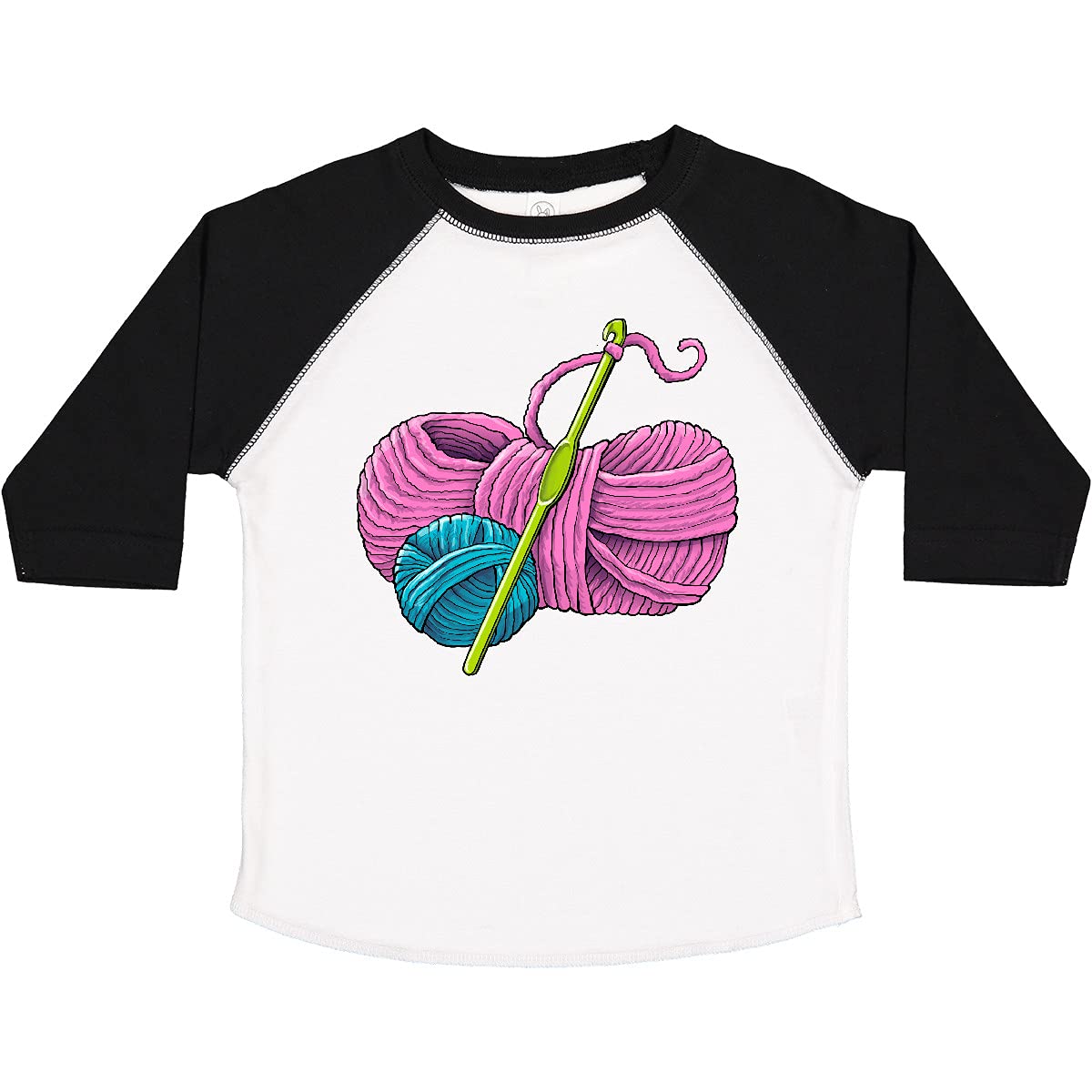 Inktastic Blue and Pink Yarn with Crochet Hook Toddler T-Shirt - Soft Cotton Baby Tee for Boys & Girls - Perfect for Playdates, Daycare & Family Photos