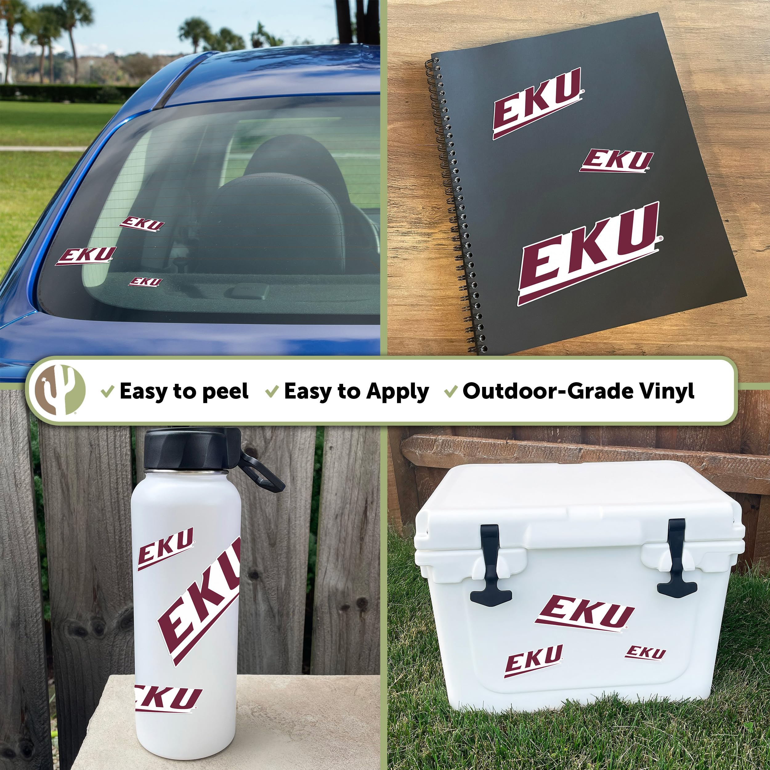 EKU Colonels Desert Cactus Vinyl Decals - Waterproof Stickers for Laptop, Water Bottle, Car & Scrapbook - Eastern Kentucky University Fan Gear - Perfect for College Dorms, Game Days & School Spirit
