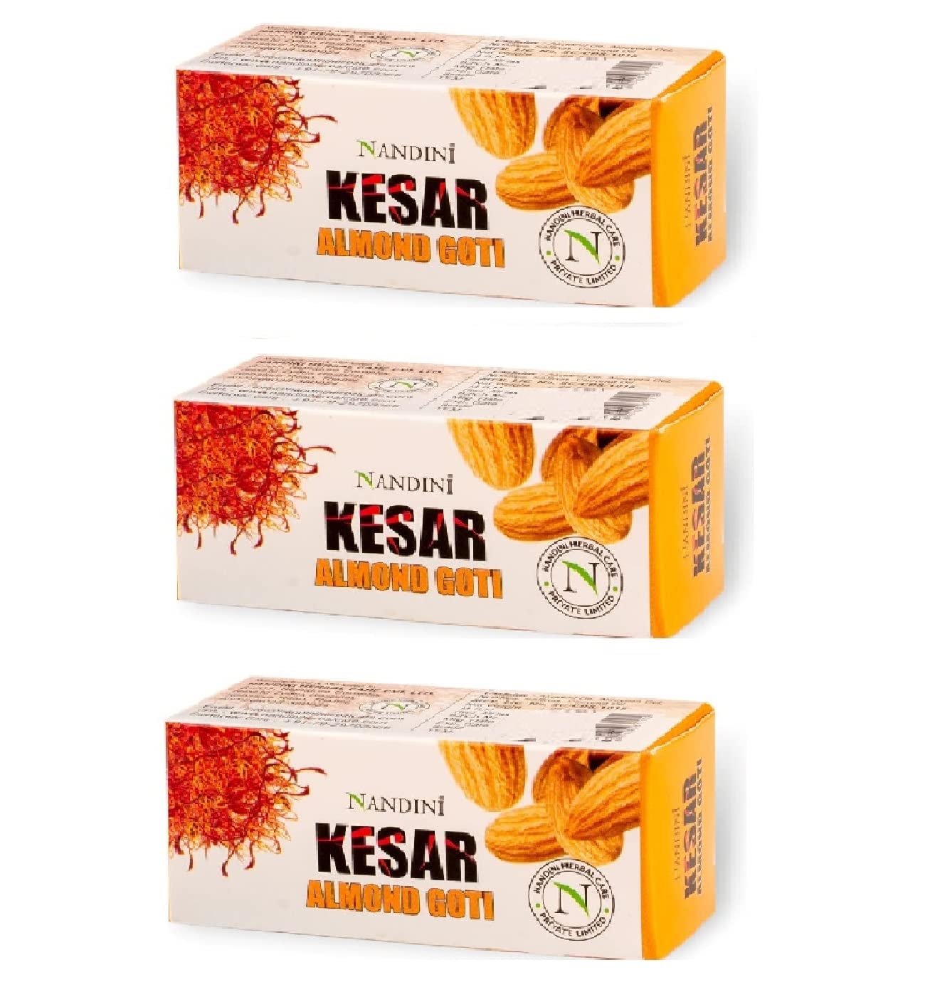 Nandini Kesar & Almond Goti Facial Soap for Men & Women - 25g (3 Pack) | Natural Skin Brightening & Moisturizing Soap for Daily Face Care | Perfect for Sensitive Skin & Glowing Complexion