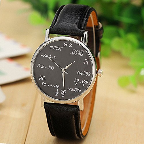 Math Formula Digital Watch for Teens & Students - Stylish Leather Wristwatch with Equation Symbols - Perfect Gift for School, Exams & STEM Enthusiasts