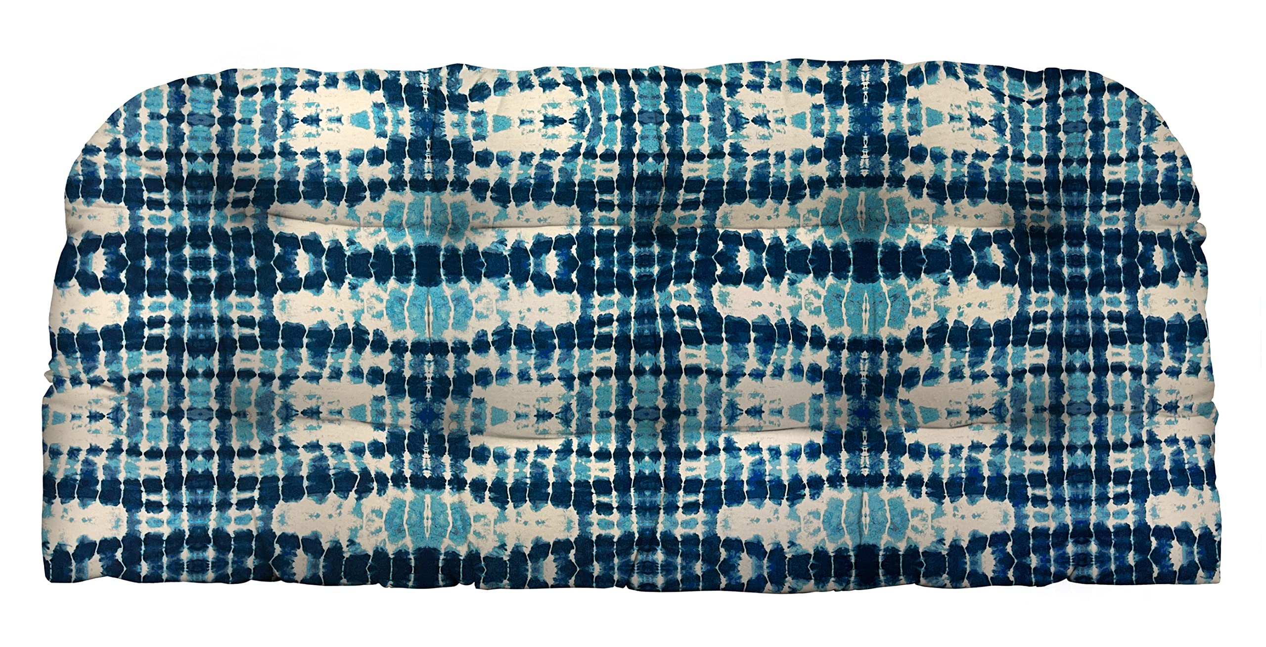 RSH Décor Indoor Outdoor Single Tufted Wicker Loveseat Cushion - Large Size, Kokoma Capri Blue - Waterproof Patio Furniture Cushion for Porch, Garden & Poolside Seating