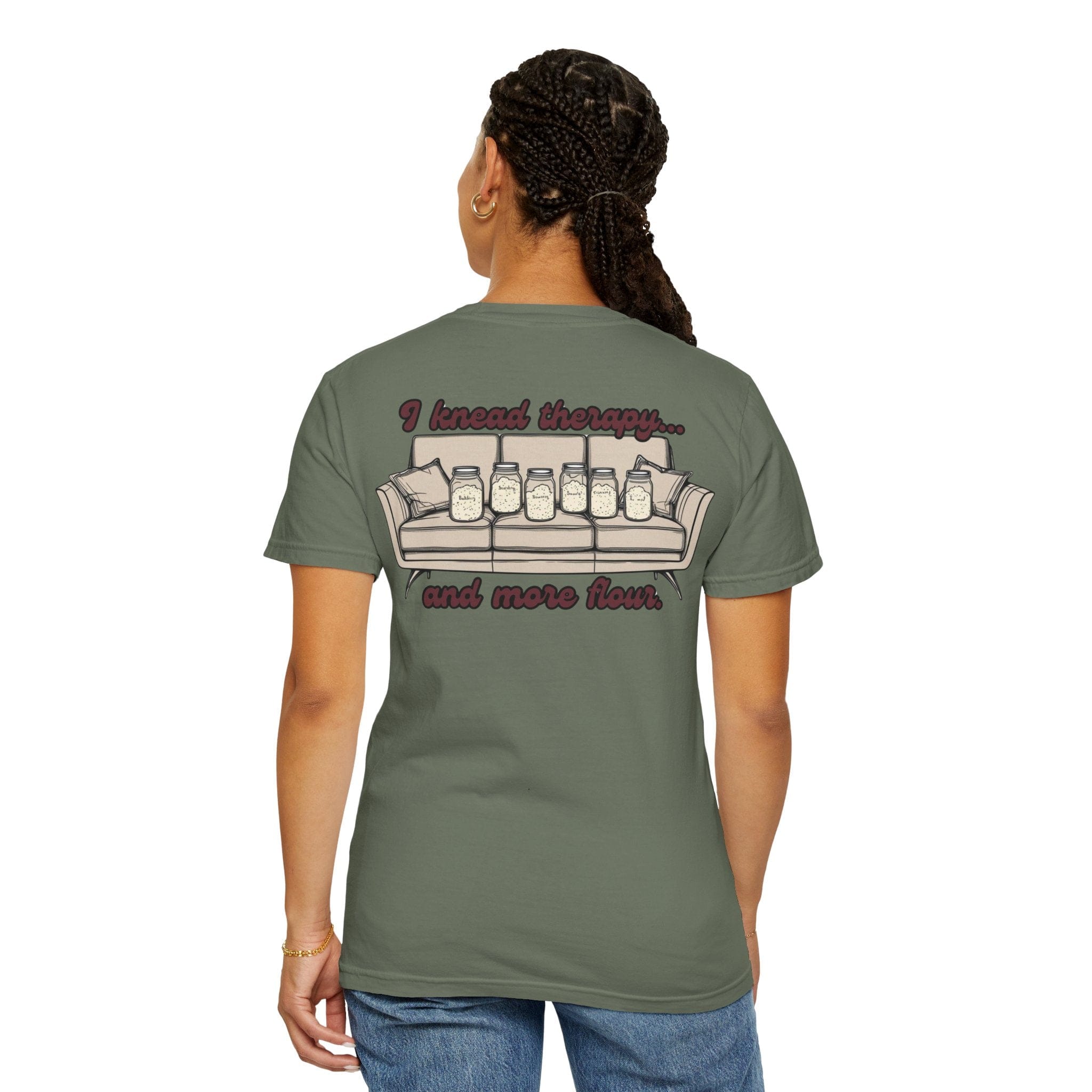 Knead Therapy T-Shirt - Unisex Garment-Dyed Cotton Tee with Sourdough Bread Design | Perfect for Bakers, Bread Lovers & Funny Gift Ideas