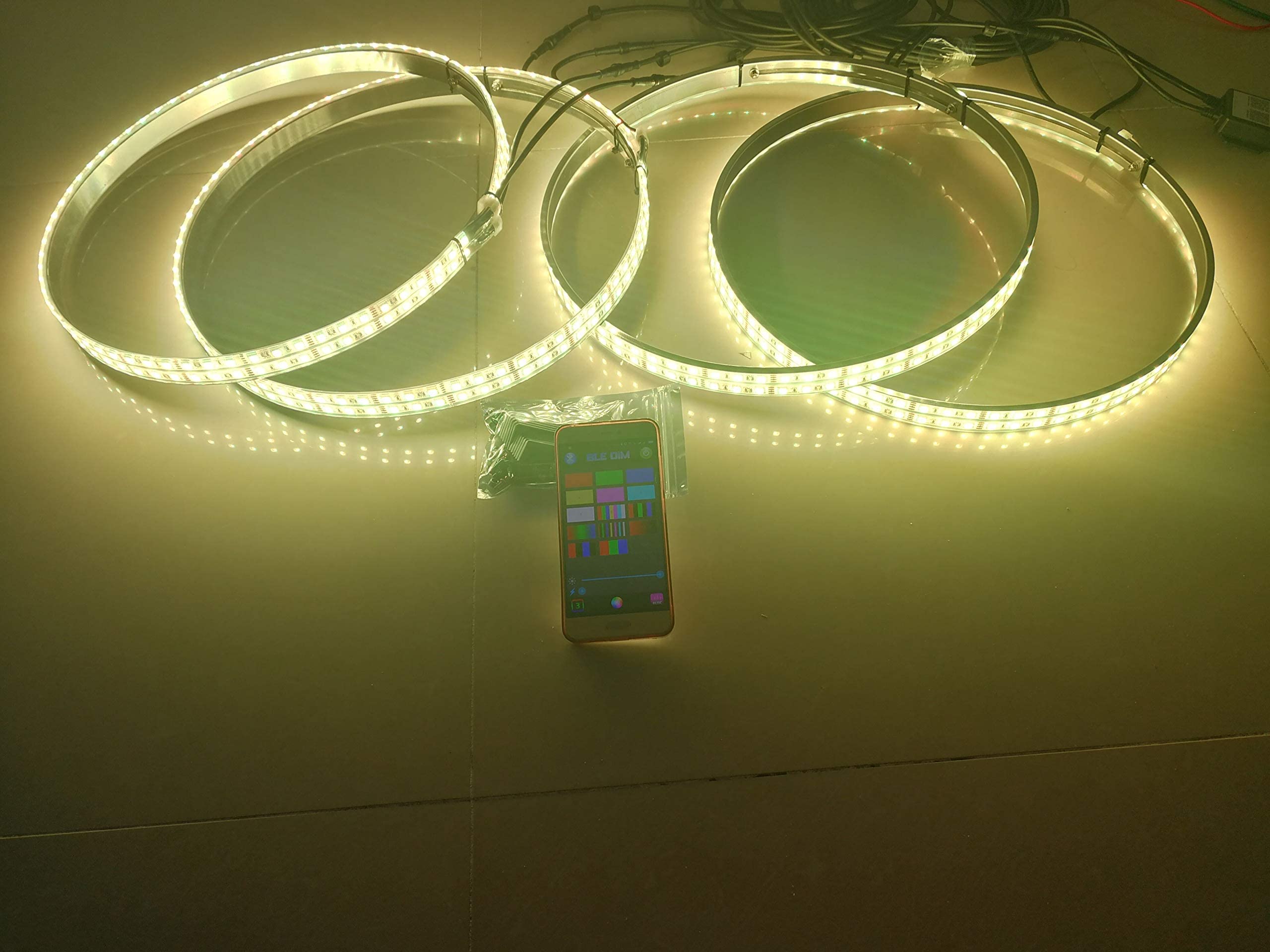 4PCS RGB LED Wheel Ring Lights & 4PCS 1.4M Underbody Neon Light Kit - 17.5