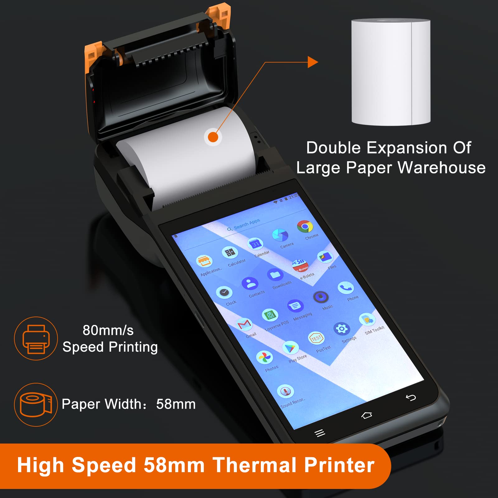 Symcode POS PDA Thermal Receipt Printer with 1D/2D Barcode Scanner - 5.5
