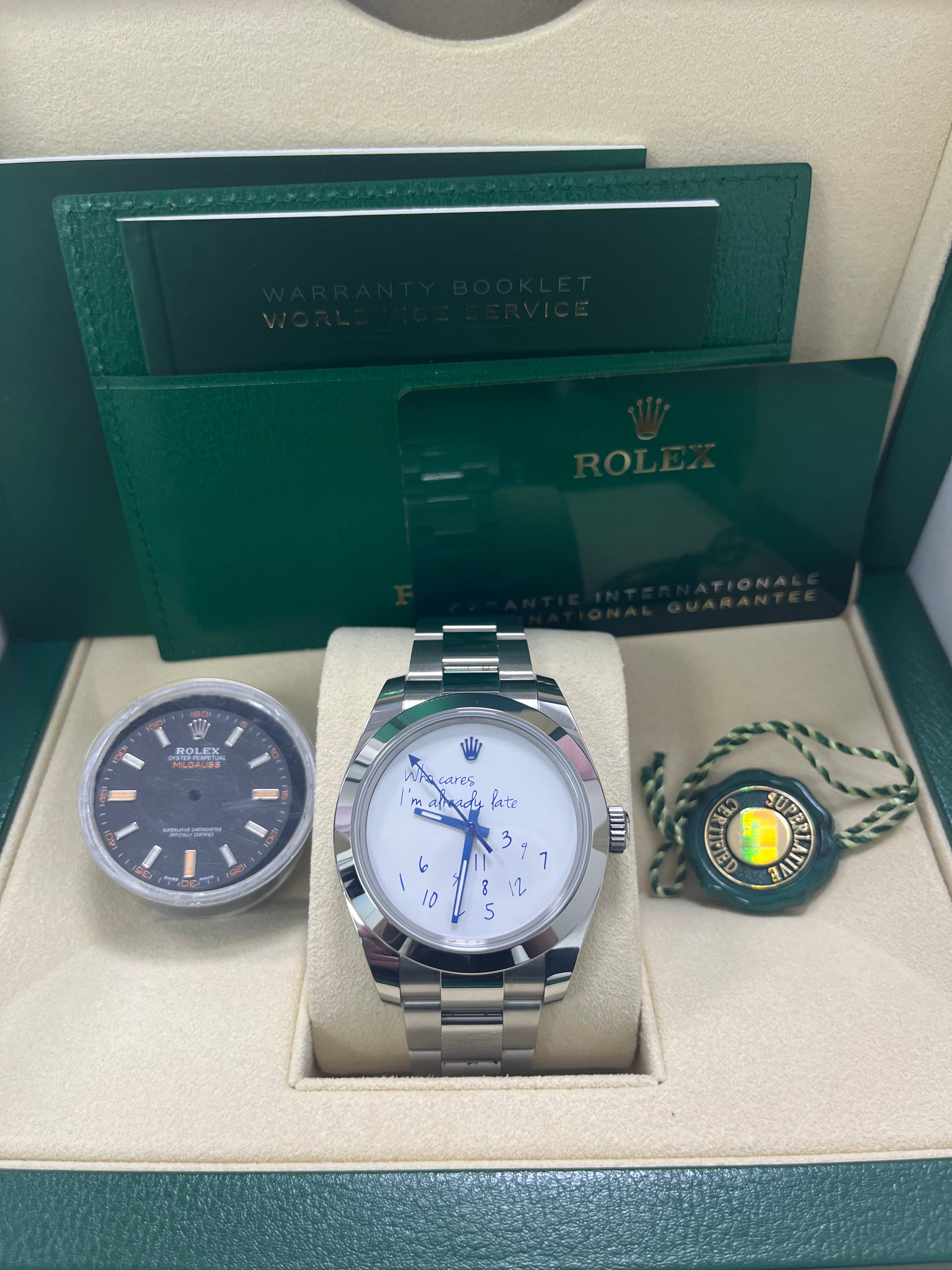 Rolex Steel Milgauss 116400GV Watch with Green Crystal - Custom Made Time Dial for Men, Luxury Sports & Everyday Wear
