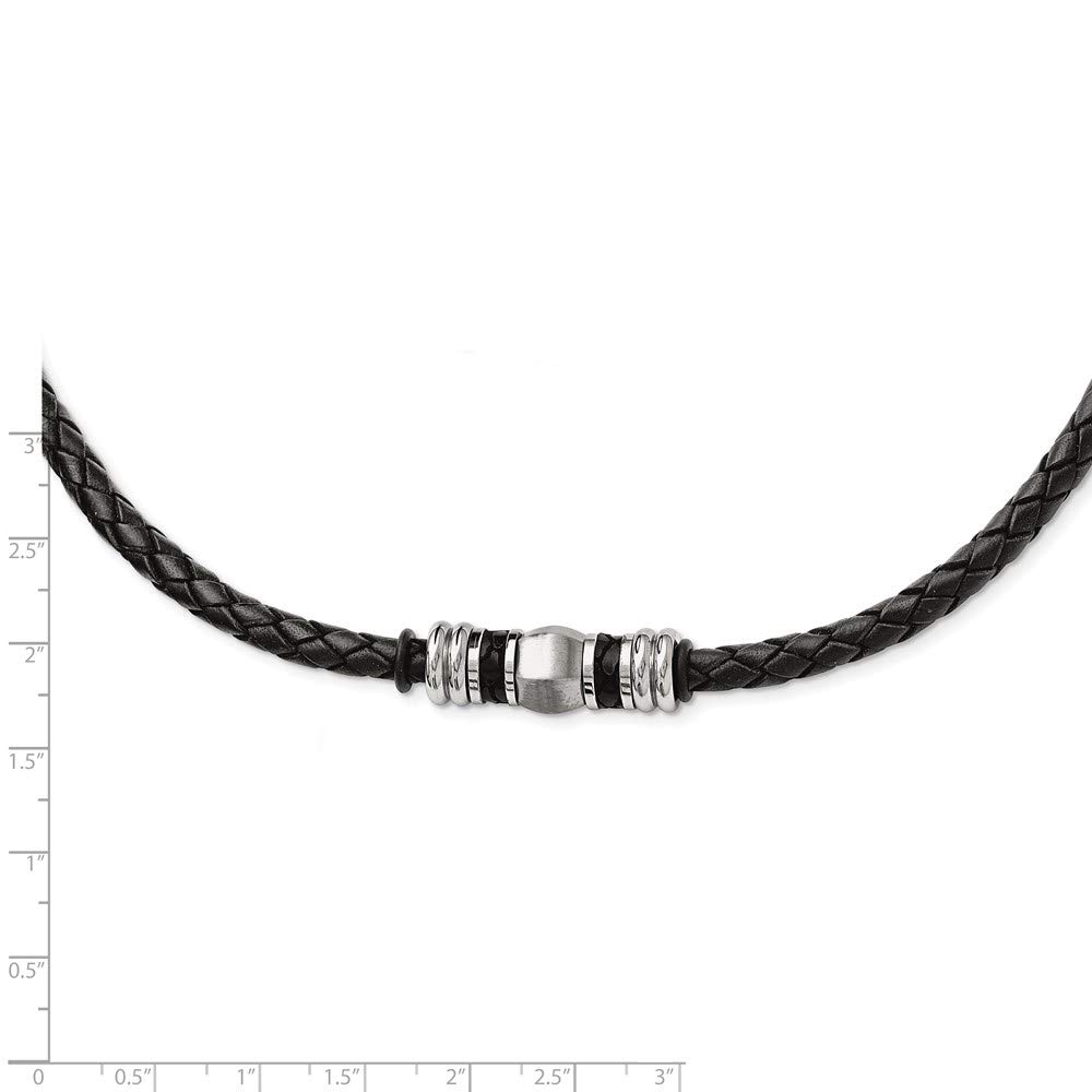 Stainless Steel & Leather Chain Necklace - 19 Inch White Cord Necklace for Women, Men | Perfect for Casual Wear, Layering & Gifts