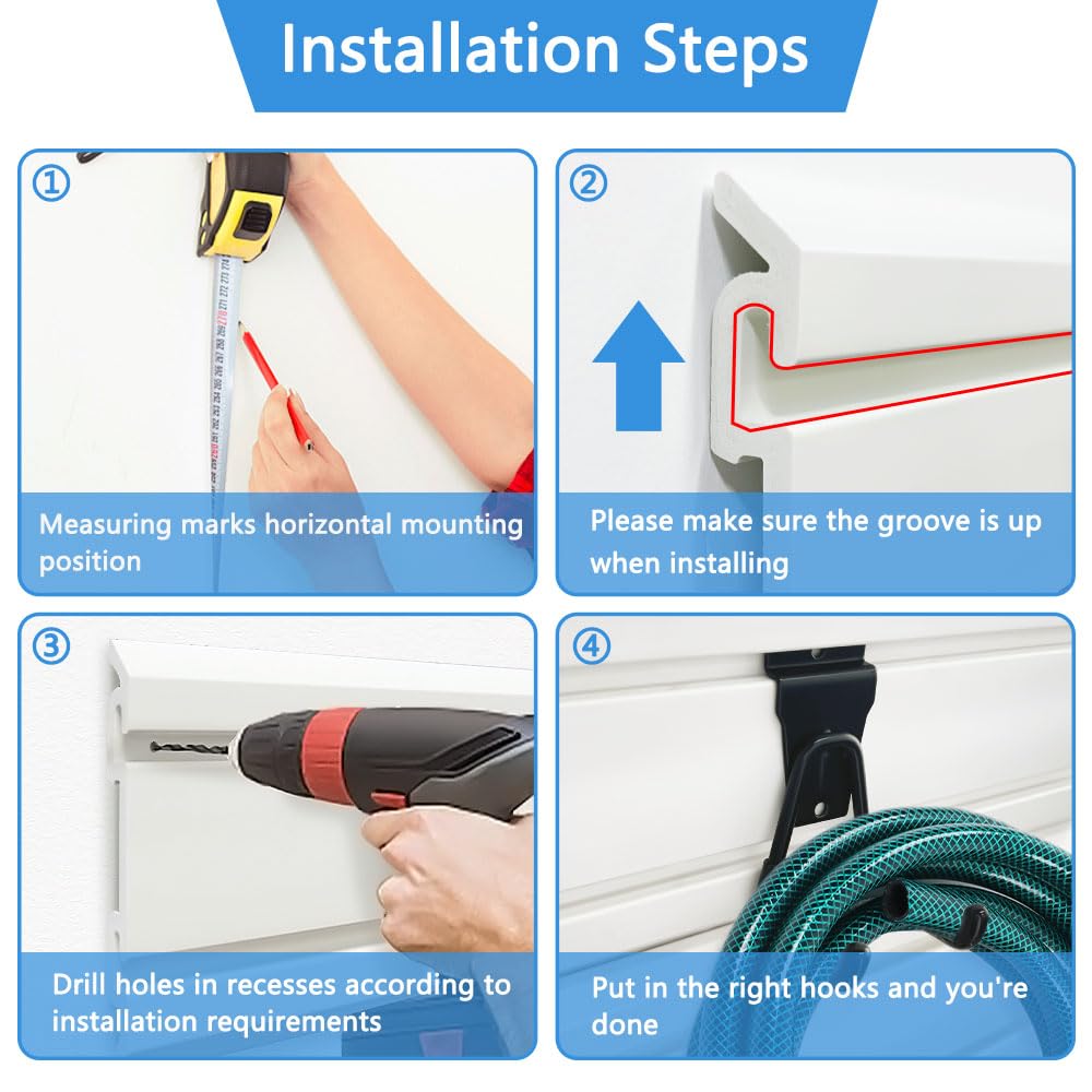8PCS Heavy Duty PVC Slatwall Panels - 4x2 ft Garage Wall Organizer System for Tools, Sports Gear & Storage (Perfect for Garage, Workshop & Retail Displays)