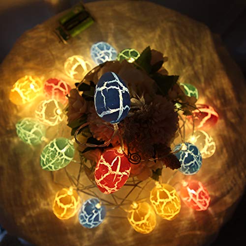 Easter LED String Lights - 5Ft 10 Egg Battery Operated Fairy Lights with Green Egg Basket - Home Holiday Party Decorations for Easter Celebration, Indoor Outdoor Decor