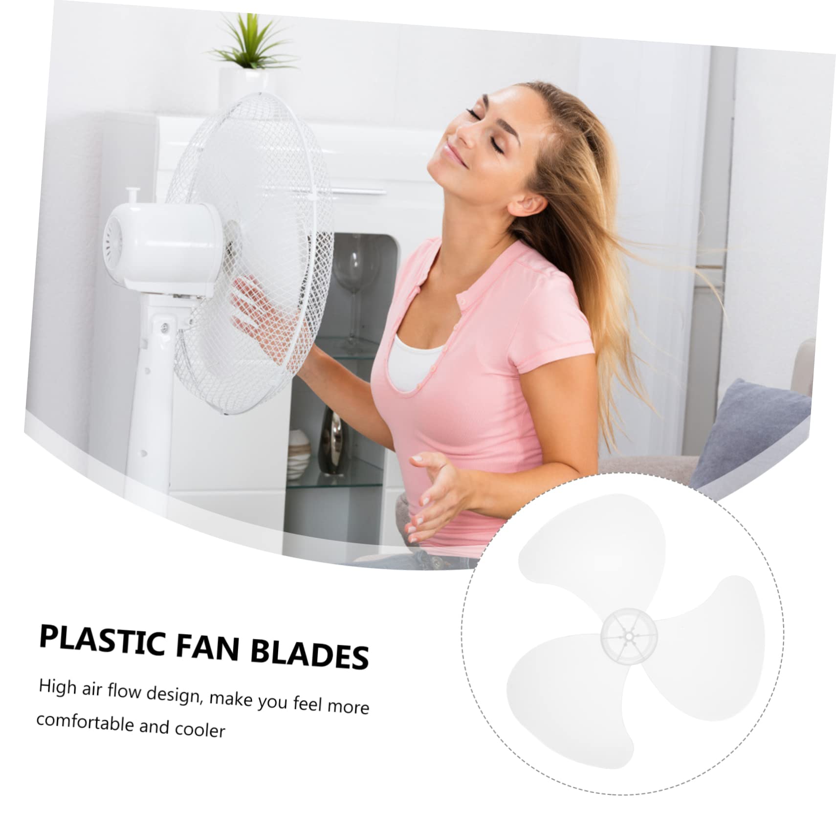 2 Pack White Plastic Fan Blades - Replacement Parts for Ceiling Fans, Standing Fans, Window Fans & Refrigerators - Durable Household Cooling Accessories for Summer Use in Home, Office & Kitchen