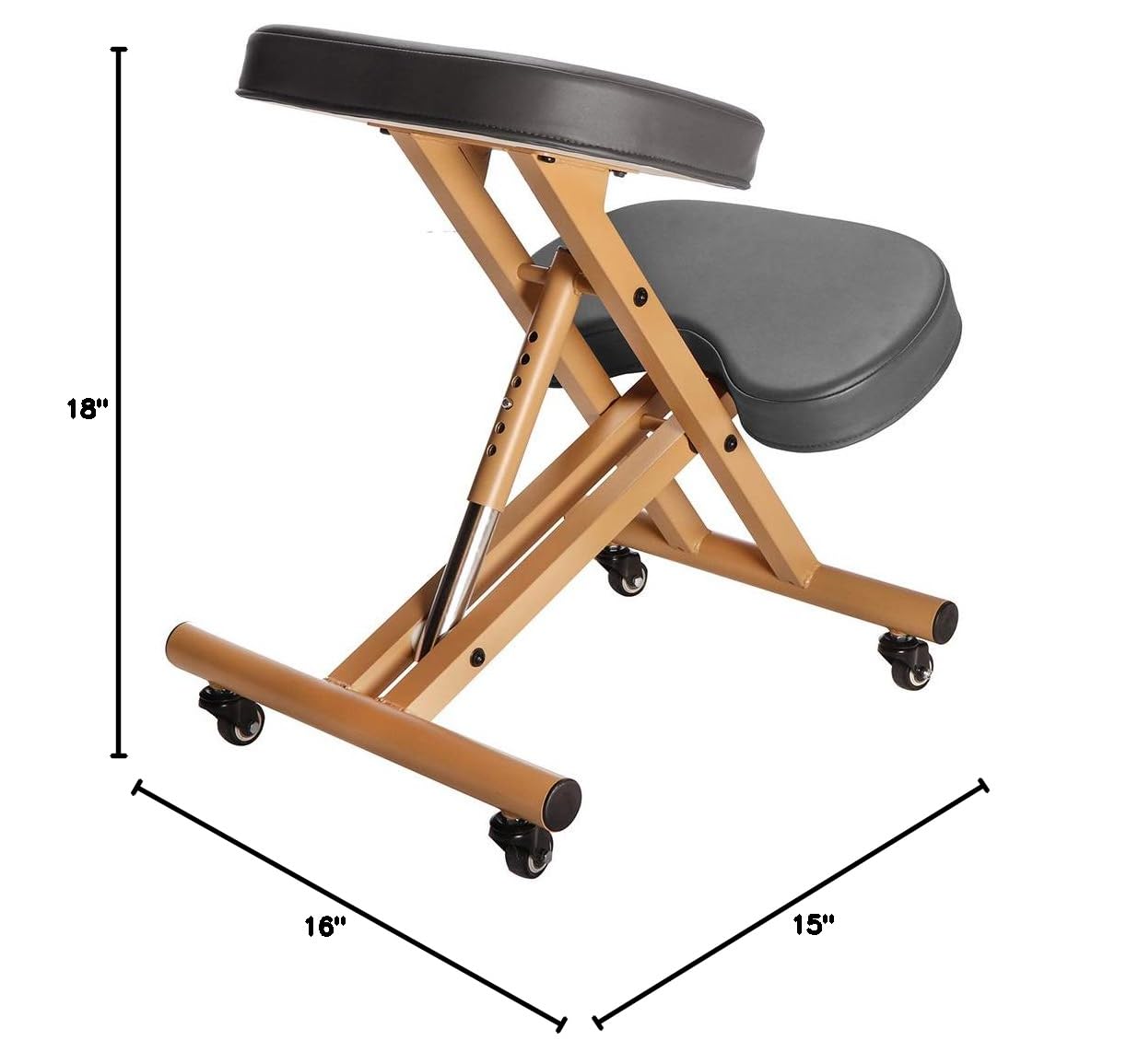 Ergonomic Rolling Kneeling Posture Chair - Adjustable Office Chair for Back Pain Relief, Camel & Black - Perfect for Home Office, Gaming, and Meditation