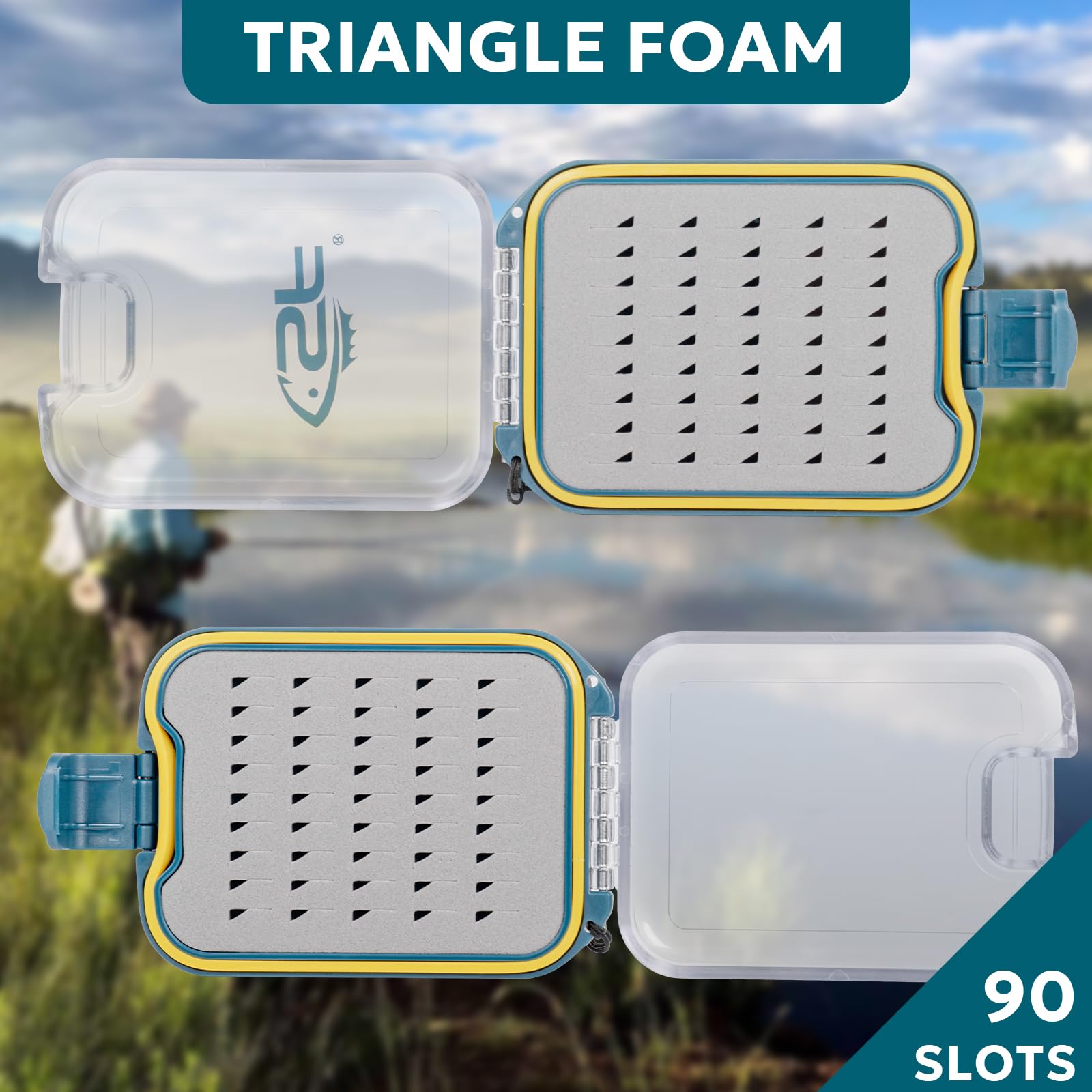 Waterproof Fly Fishing Box with Clear Lid & Foam Insert - Double-Sided Mini Tackle Box for Flies, Hooks & Lures - Portable with Lanyard & Easy Grip for Stream, Lake & Saltwater Fishing