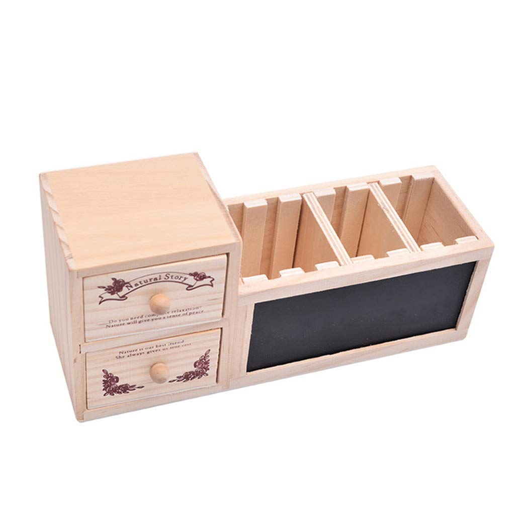 Premium Wooden Office Organizer with Drawer - Pencil Holder, Blackboard & Message Board for Desk Organization | Perfect for Home Office, Study Desk & Workspace Accessories