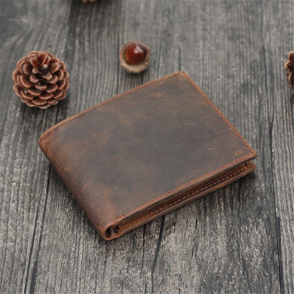 Handmade Genuine Leather Men's Wallet - Slim RFID Blocking Short Bifold Wallet with Multiple Card Slots (12 x 9 x 2cm) - Perfect for Business, Travel & Everyday Use