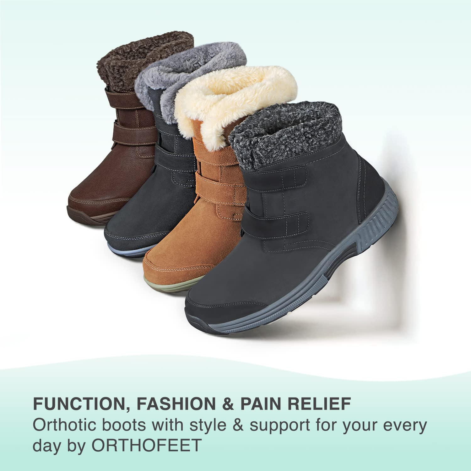 Orthofeet Women's Waterproof Winter Boots with Arch Support - Orthopedic Snow Boots for Women with Plantar Fasciitis & Foot Pain - Warm Comfortable Boots for Walking, Hiking & Cold Weather