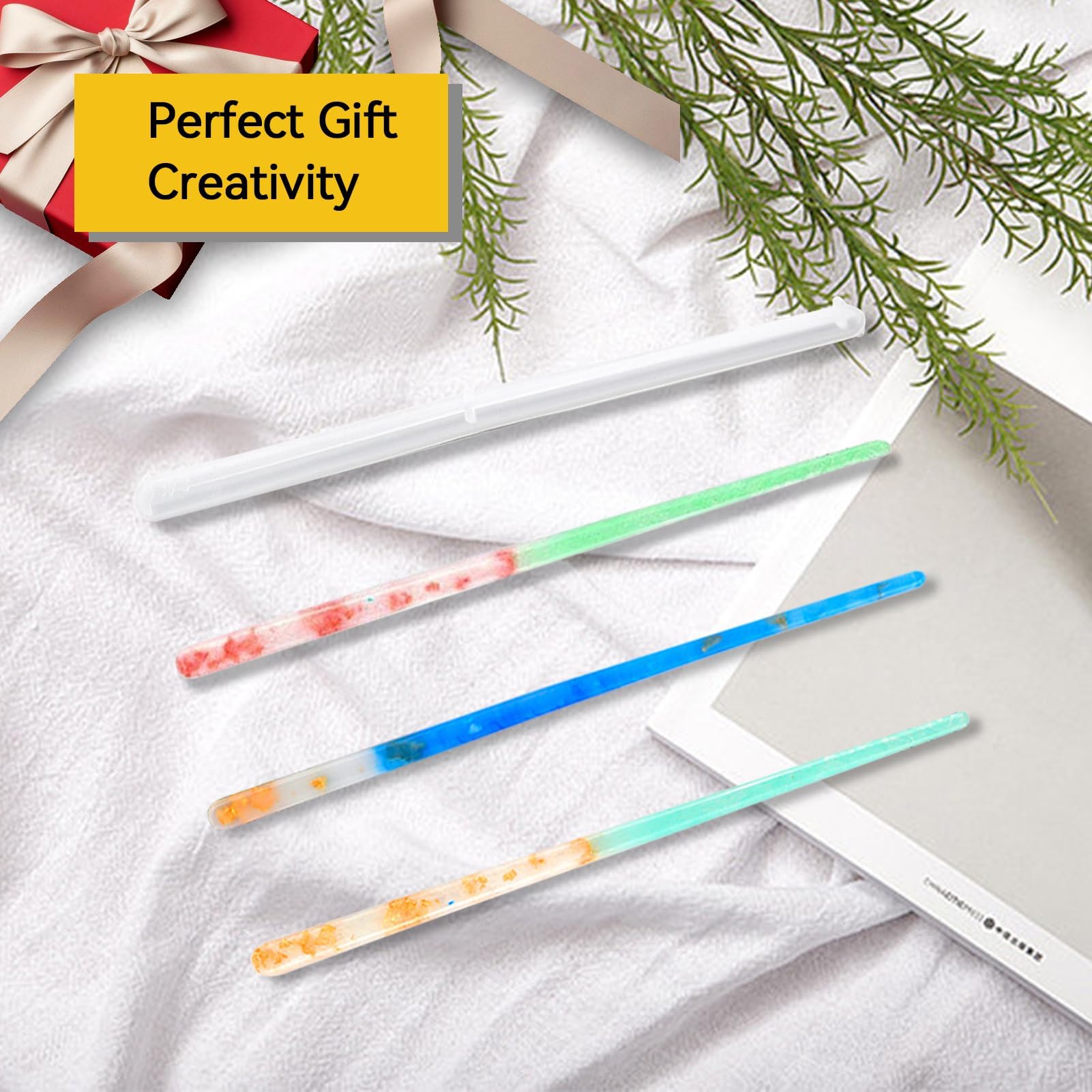10PCS Silicone Resin Hair Clip & Hair Stick Molds for Epoxy Jewelry Making - DIY Hairpin Molds for Women, Crafting Hair Accessories (Perfect for Wedding, Party, and Gift Use)