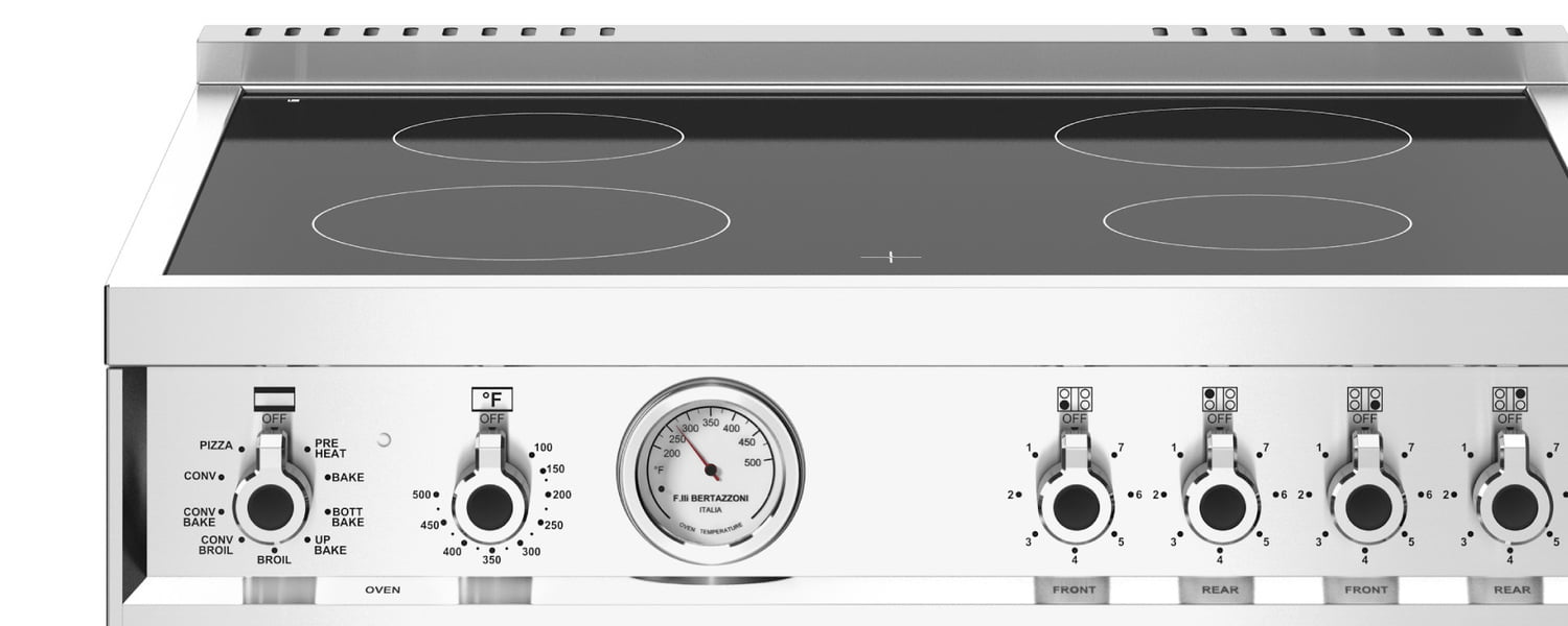 Bertazzoni PROF304CEMXE 30 Inch Stainless Steel Electric Range with 4 Burners & Convection Oven - Perfect for Home Kitchens, Baking & Family Cooking
