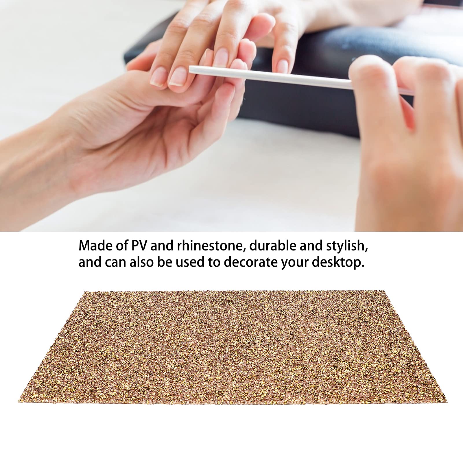 Durable Lightweight Nail Art Hand Rest Mat - Professional Salon & Home Nail Arm Rest Desk Pad for Women & Girls (Gold Diamond Design) - Perfect for Gel Polish, Acrylic Nails & Manicures