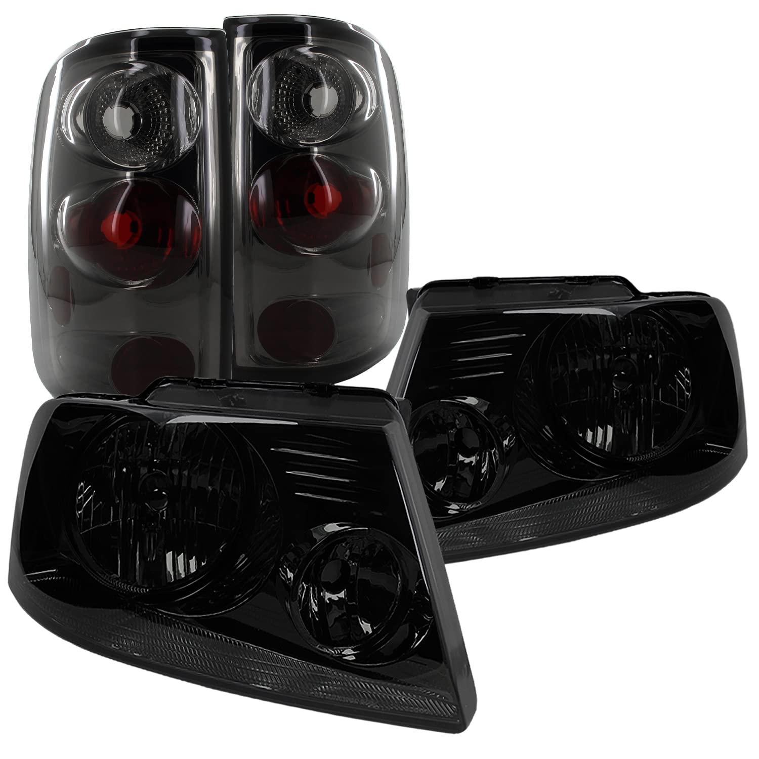 Spec-D Tuning Smoked Crystal LED Headlights & Altezza Tail Lights for Ford F150 Styleside - High Performance Truck Lighting Upgrade for Enhanced Night Visibility & Custom Style | Perfect for Off-Roading, Night Driving, Car Shows & Daily Commuting