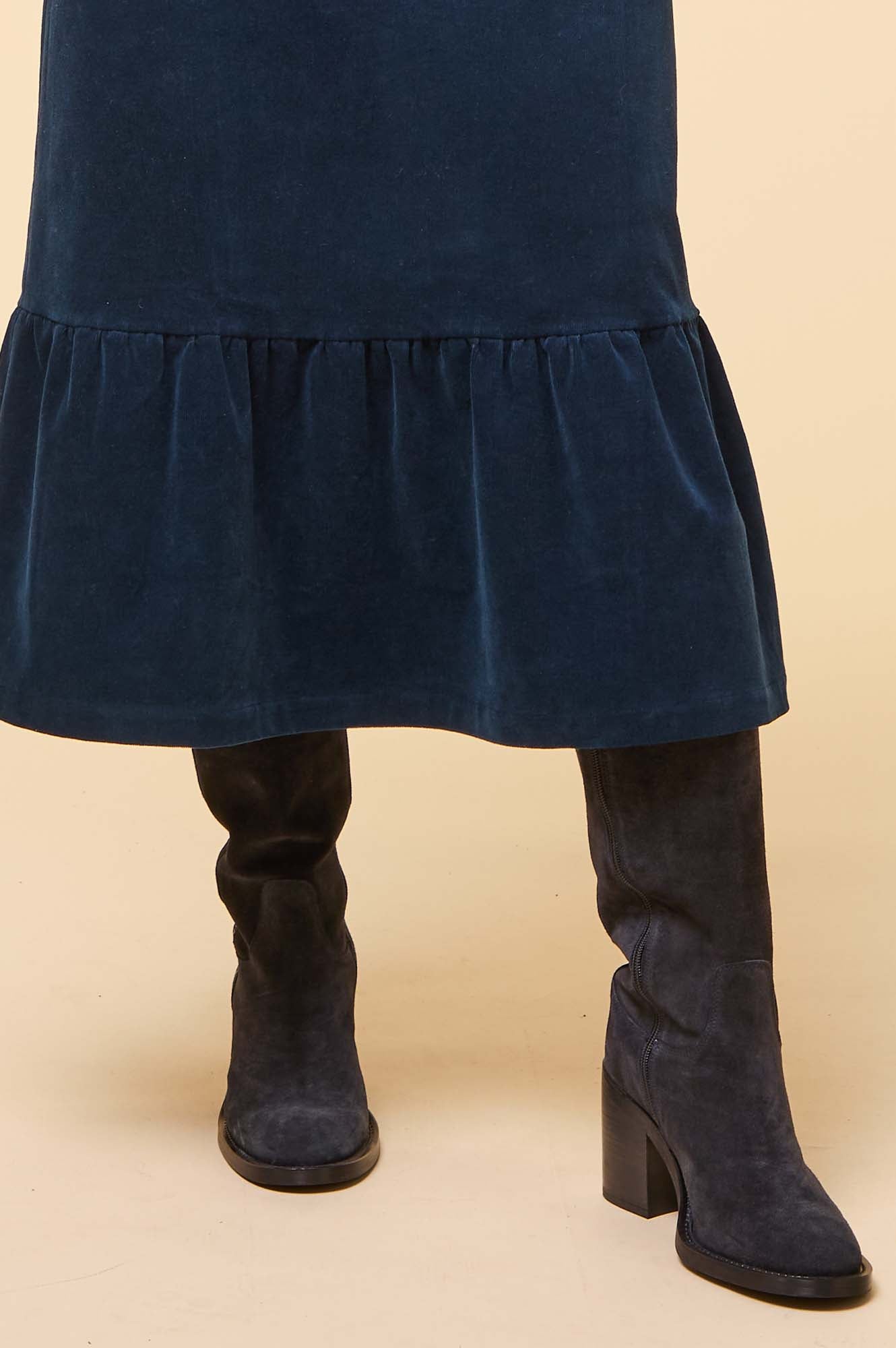 ALPE Selena Knee High Suede Boots for Women - Dark Navy Blue | Comfortable Winter Boots for Cold Weather, Fashionable High Boots for Office, Party & Outdoor Activities