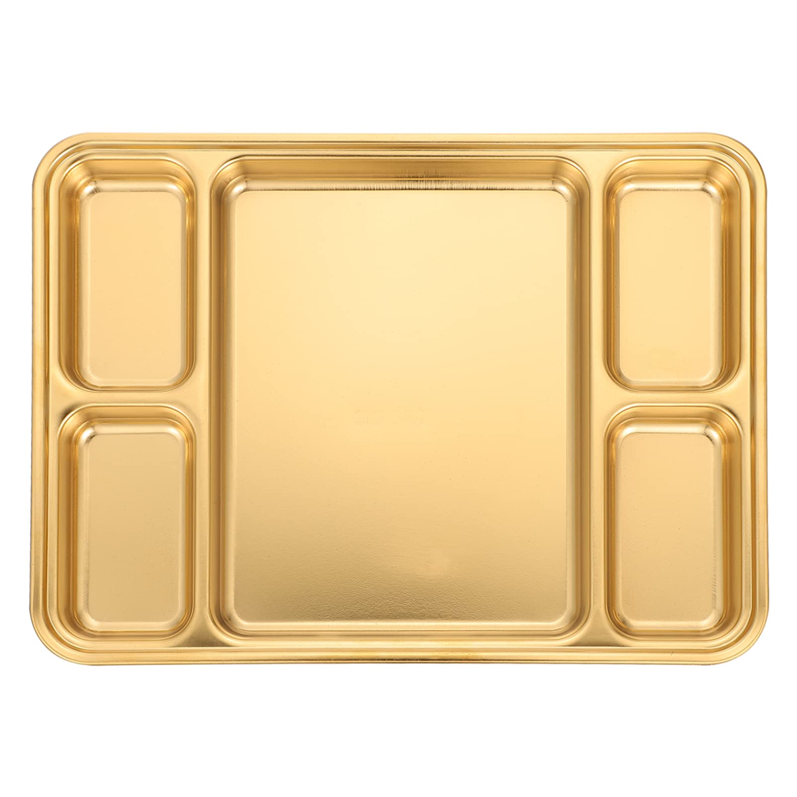 Stainless Steel Divided Lunch Tray - 5 Section Rectangular Dinner Plate for Portion Control | Indian Style Metal Camping Dishware | Ideal for Camping, Picnics & School Lunches