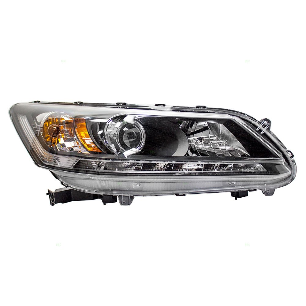 Brock Replacement Halogen Headlight & LED Daytime Running Lights for 2013-2015 Honda Accord - Compatible with Part #33100T2AA21 - Perfect for Night Driving & Enhanced Visibility