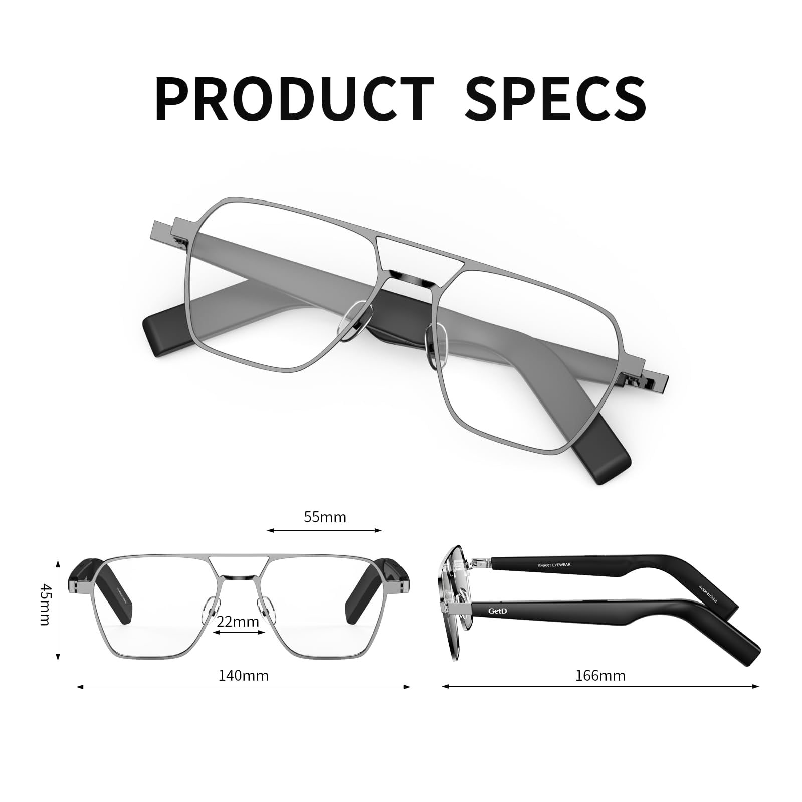 Smart Glasses with Wireless Bluetooth, 11H Battery Life, Anti-Blue Light & UV Protection - Voice Control Smart Eyewear with Built-in Mic & Speakers for Gaming, Meetings, Work & Outdoor Activities