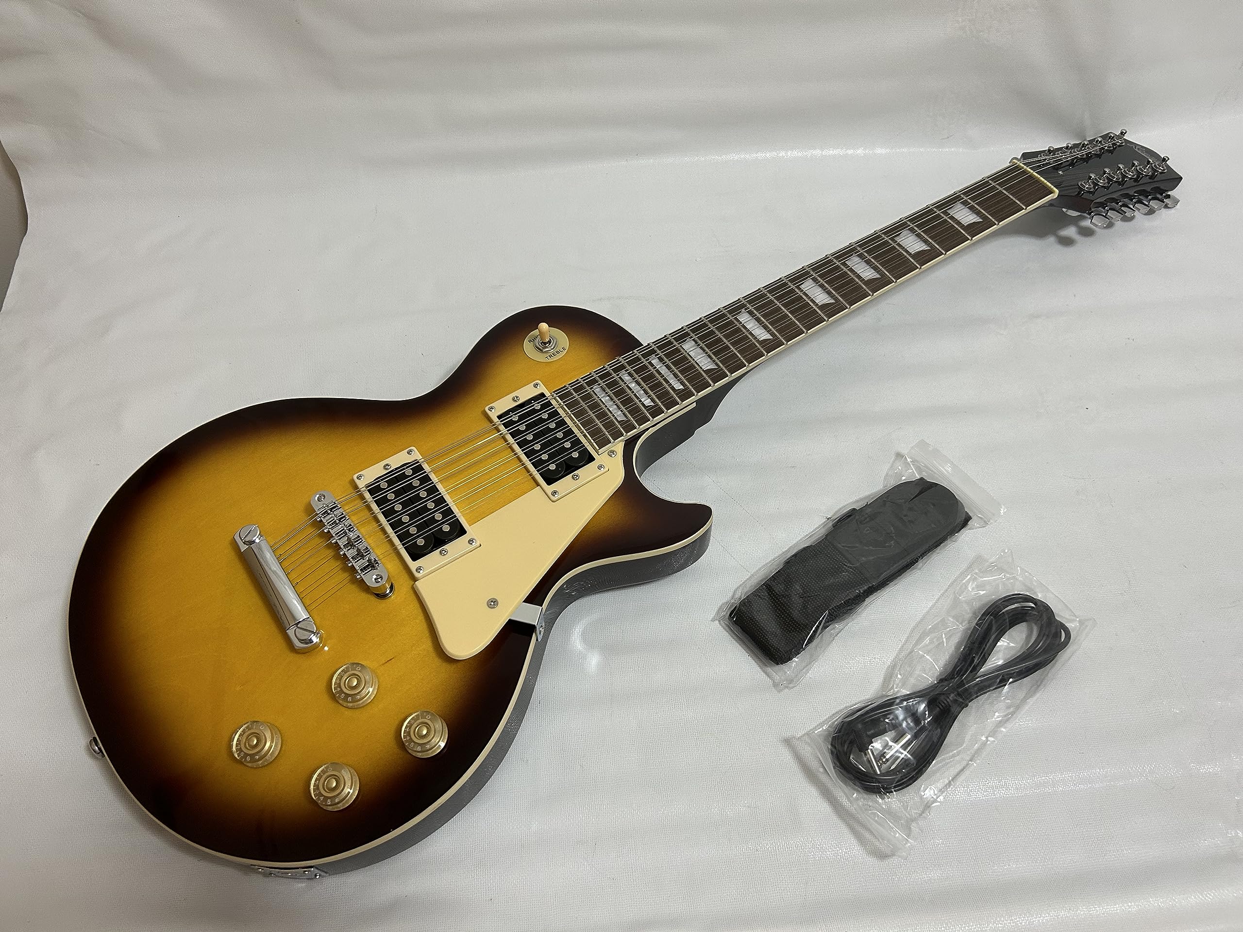 12 String Electric Guitar in Cherry Burst Finish with Free Gig Bag - Perfect for Live Performances, Studio Recording & Rock Music