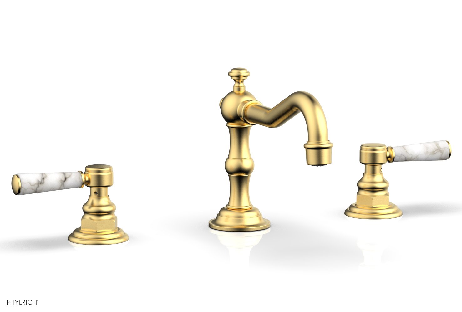 HENRI 8-Inch Widespread Bathroom Faucet with White Marble Lever Handles - Model 161-03 - Perfect for Modern Vanities and Luxury Bathroom Renovations