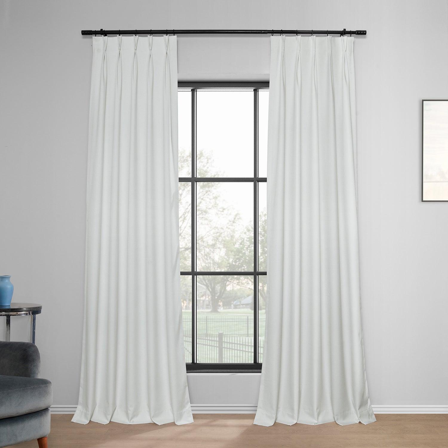 Off White French Pleat Performance Linen Blackout Curtains for Bedroom & Living Room - Thermal Insulated Hotel Style Drapes for Light Blocking & Privacy