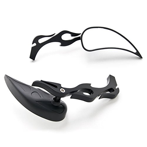 Krator Black Tear Drop Motorcycle Rear Mirrors - Universal Fit for Vespa ET2 ET4 & Other Scooters - Sleek Custom Design for Enhanced Safety & Style - Perfect for Urban Commuting & Cruising
