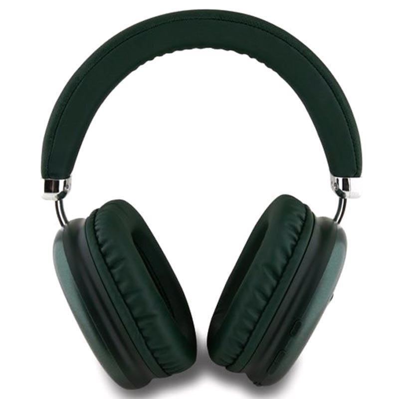 Guess Saffiano PU Leather Wireless Headphones with Metallic Triangle Logo - Khaki (GUBHK1SATSA) | Perfect for Travel, Workouts & Daily Commute