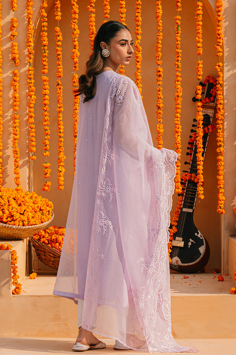 Lilac Whisper 2-Piece Organza Embroidered Suit Set for Women | Elegant Formal Wear for Weddings, Parties & Special Occasions