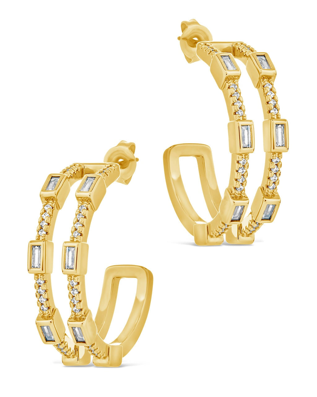 Neah CZ Station Hoop Earrings - Sparkling Cubic Zirconia Stud Earrings for Women, Perfect for Parties, Weddings & Everyday Wear