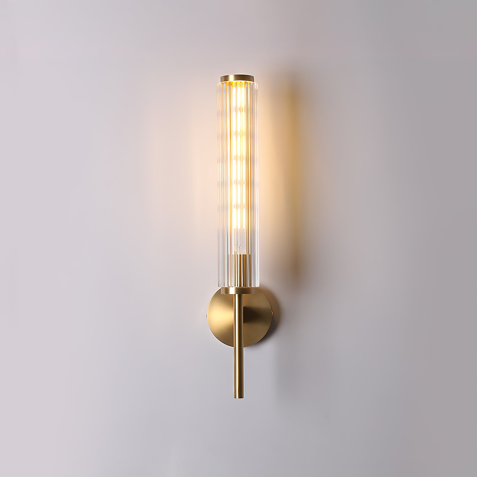 Modern Glass Linear Brass Wall Light - Sleek Indoor/Outdoor Sconce for Living Room, Bedroom, Hallway & Patio Lighting