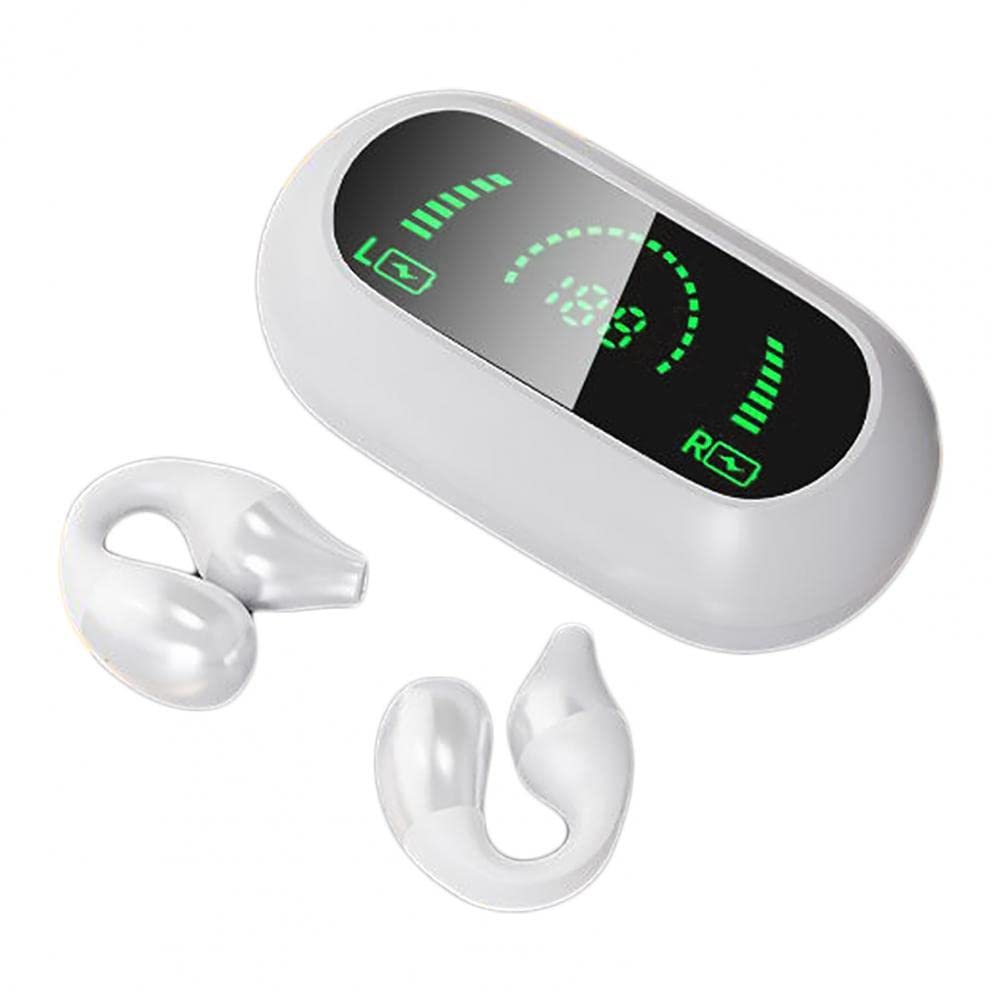 Open Ear Wireless Headphones for Sports - Bluetooth Running Earbuds, Cycling & Driving Headphones, Sweatproof Lightweight Workout Earbuds with Secure Fit - Perfect for Gym, Jogging & Outdoor Activities (White)
