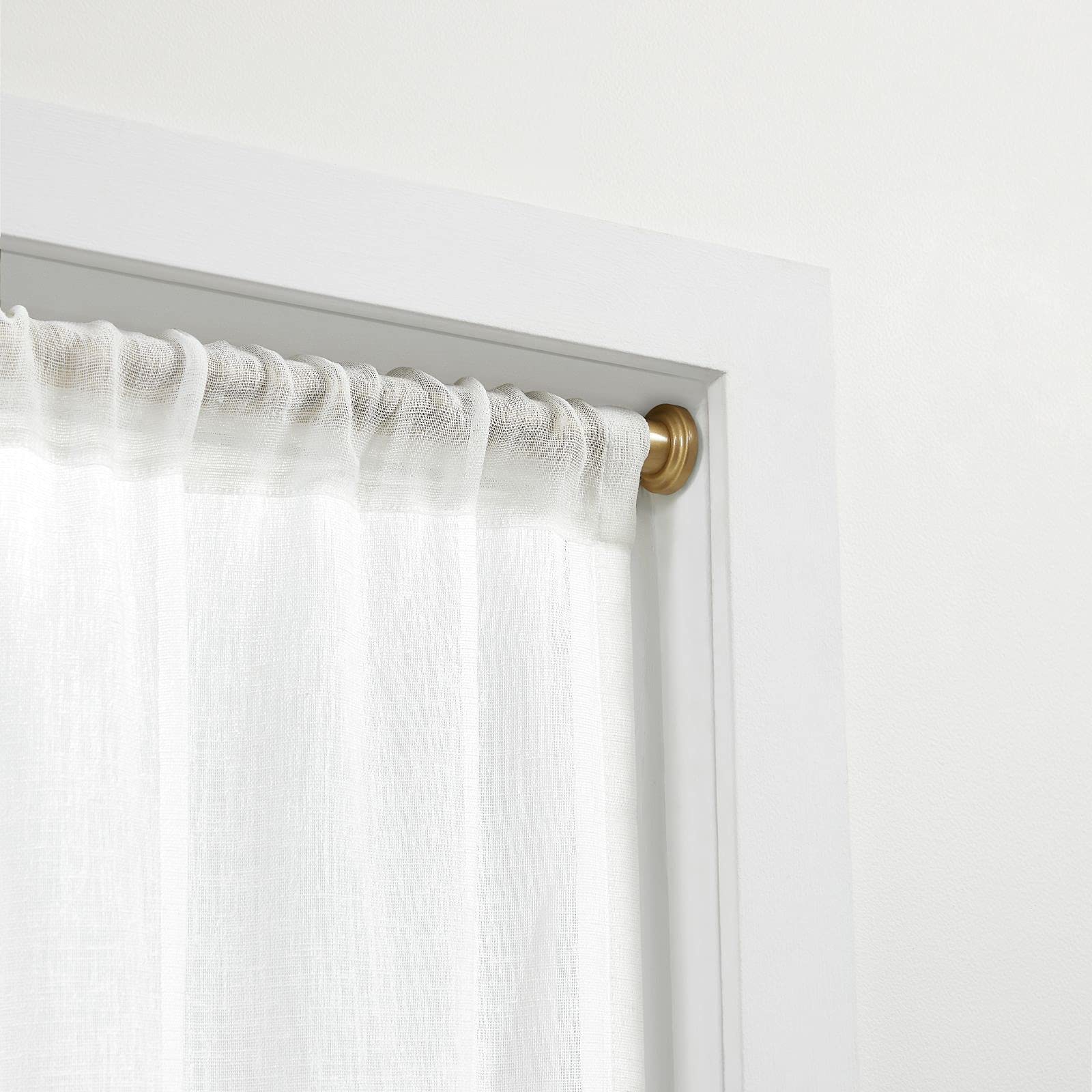Premium Gold Adjustable Tension Curtain Rod 24-40 Inches for Windows - Perfect for Living Room, Bedroom & Home Decor