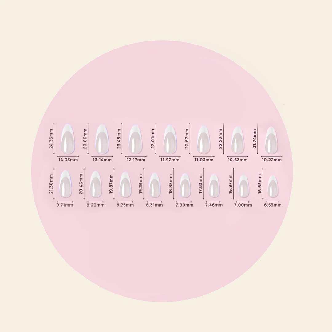 Mitty Frenchy Press on Nails - Long Lasting Fake Nails with Glue - Perfect for Parties, Weddings & Daily Wear