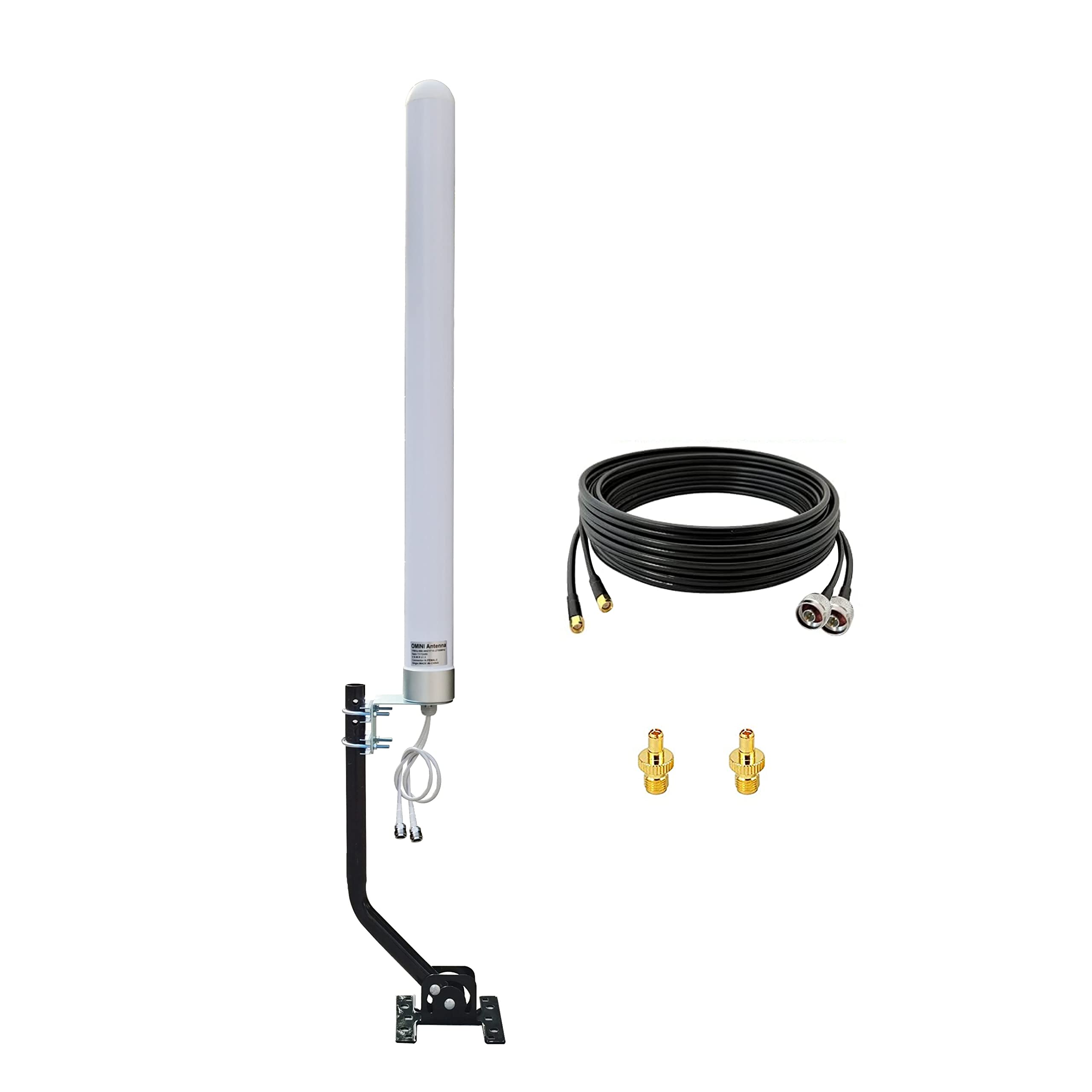 High Gain Outdoor Omni Directional 2x2 MIMO 4G LTE Antenna with 10M Cable & Mounting Pole - SMA/TS9 Connector for 4G LTE WiFi Hotspot & Modem - Perfect for Rural Areas, RV Travel & Remote Work Connectivity