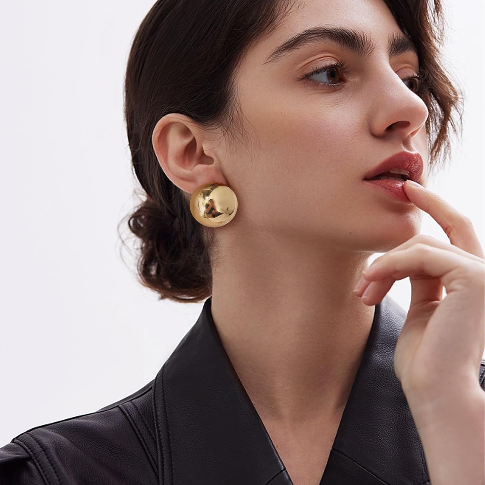 Gold Button Stud Earrings for Women - Brushed Disc & Polished Ball Stud Earrings - Vintage Jewelry for Everyday Wear, Parties & Special Occasions