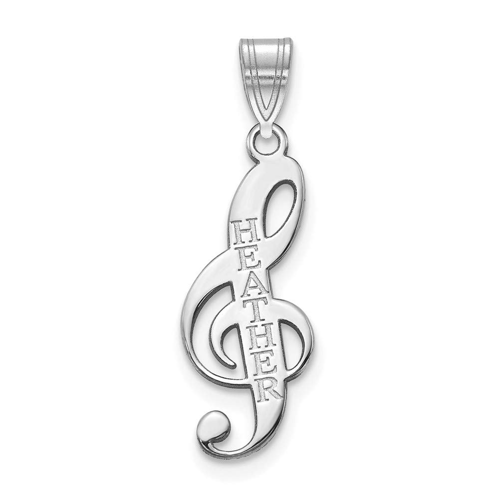 14K White Gold Music Note Name Charm Pendant - 17mm x 6mm - Personalized Jewelry Gift for Musicians, Music Lovers & Special Occasions