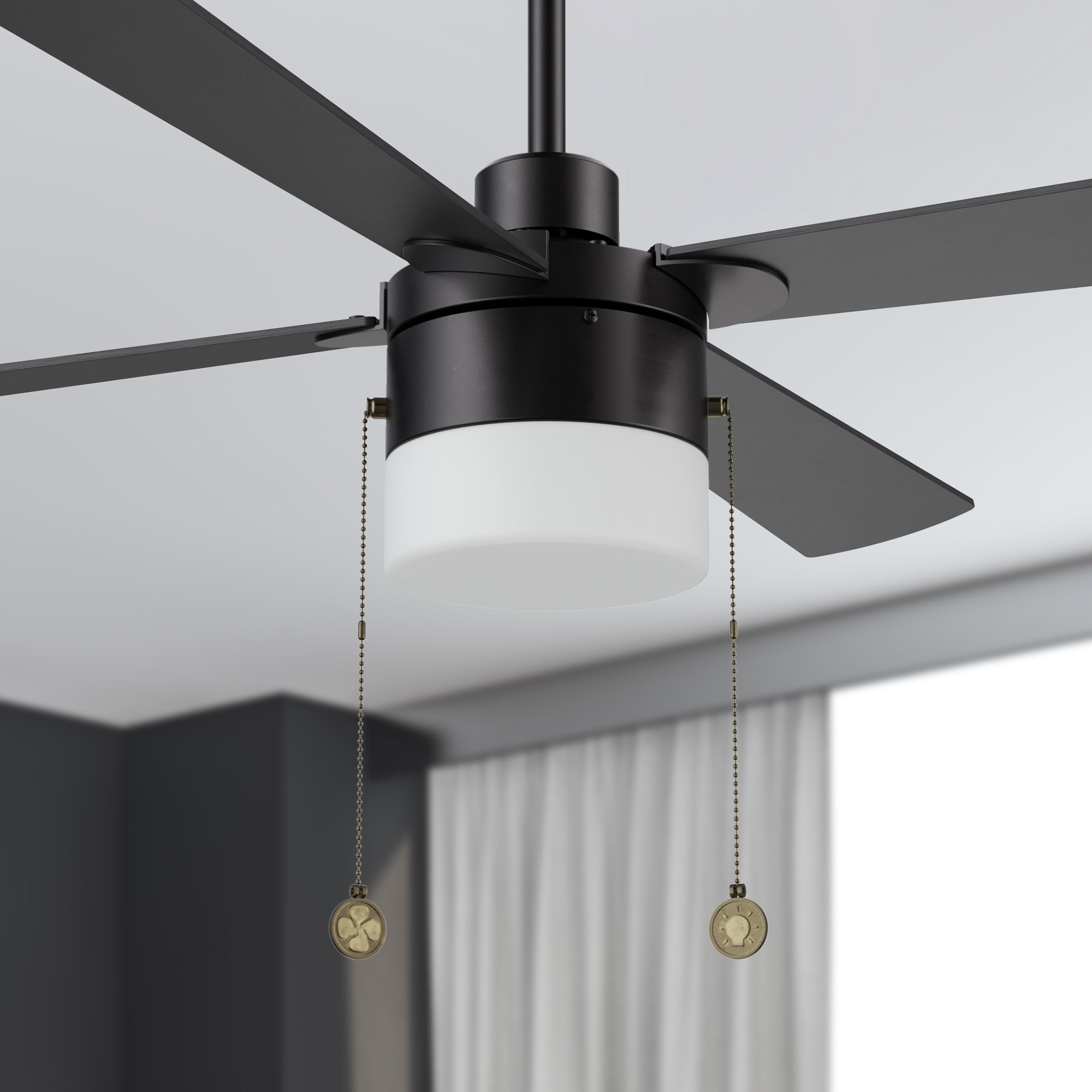 52 Inch Alrich Ceiling Fan with LED Light and Pull Chain - Energy Efficient Indoor Cooling for Living Room, Bedroom, and Patio