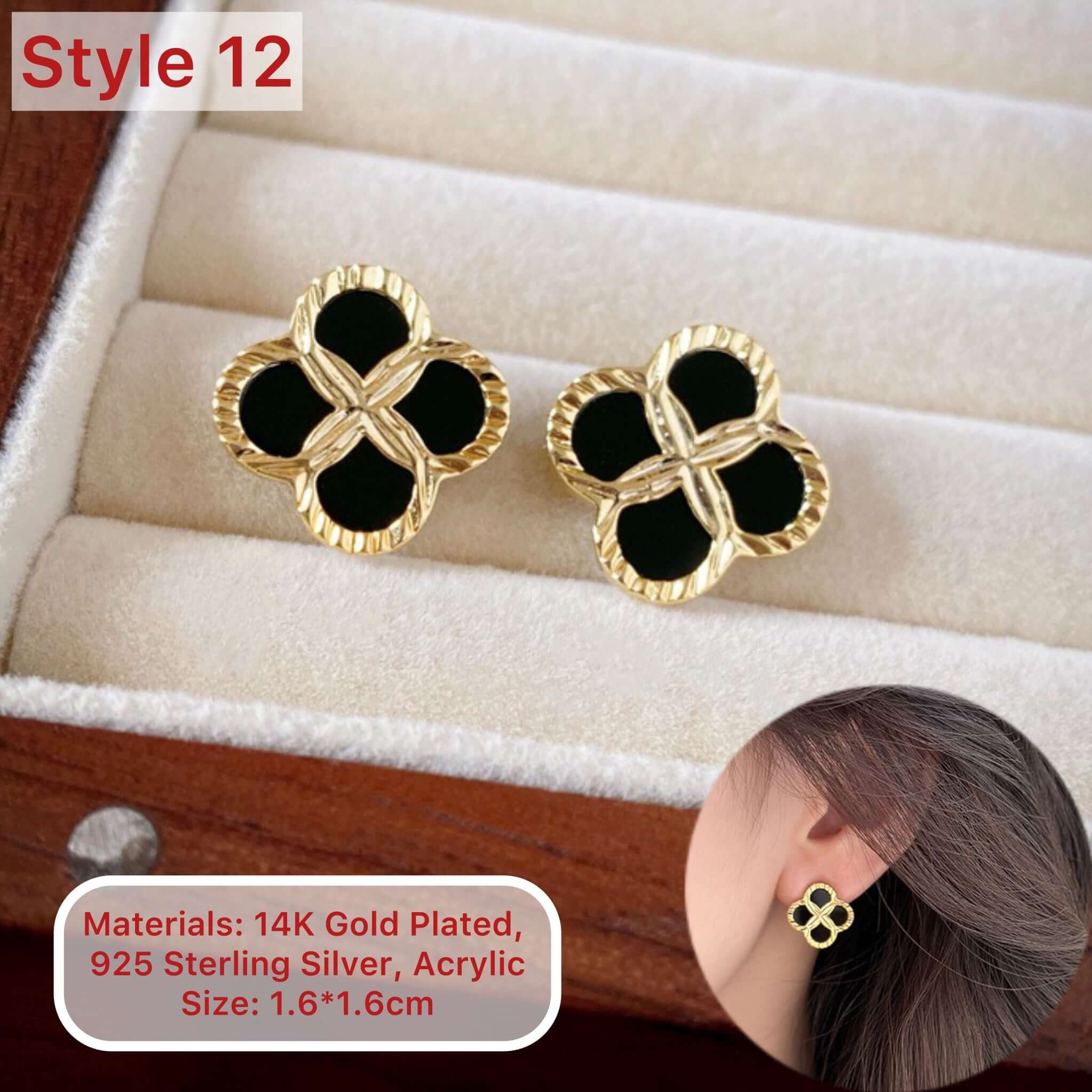 18K Gold Plated 4 Leaf Clover Earrings for Women - Lucky Charm Stud Earrings for St. Patrick's Day, Birthday Gifts & Everyday Wear | CE001