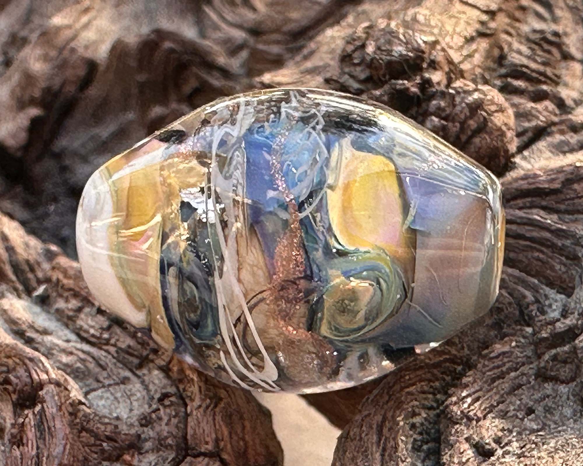 Golden Wonder Lampwork Focal Bead SRA - Handmade Glass Bead for Jewelry Making, DIY Crafts, Necklaces & Bracelets - Perfect for Beaders and Artisan Jewelry Designers