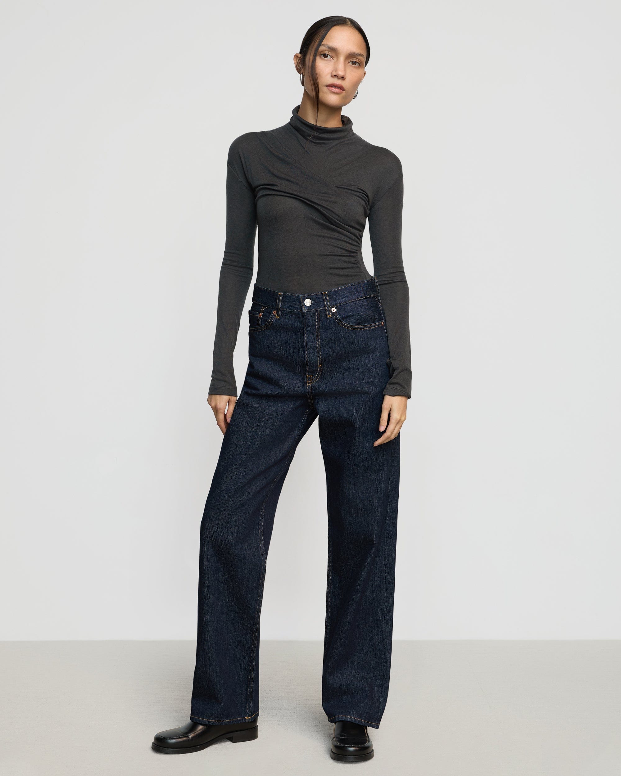 Aubree Front Twist Tencel Wool Tee - Soft & Breathable Women's T-Shirt for Casual Wear & Layering