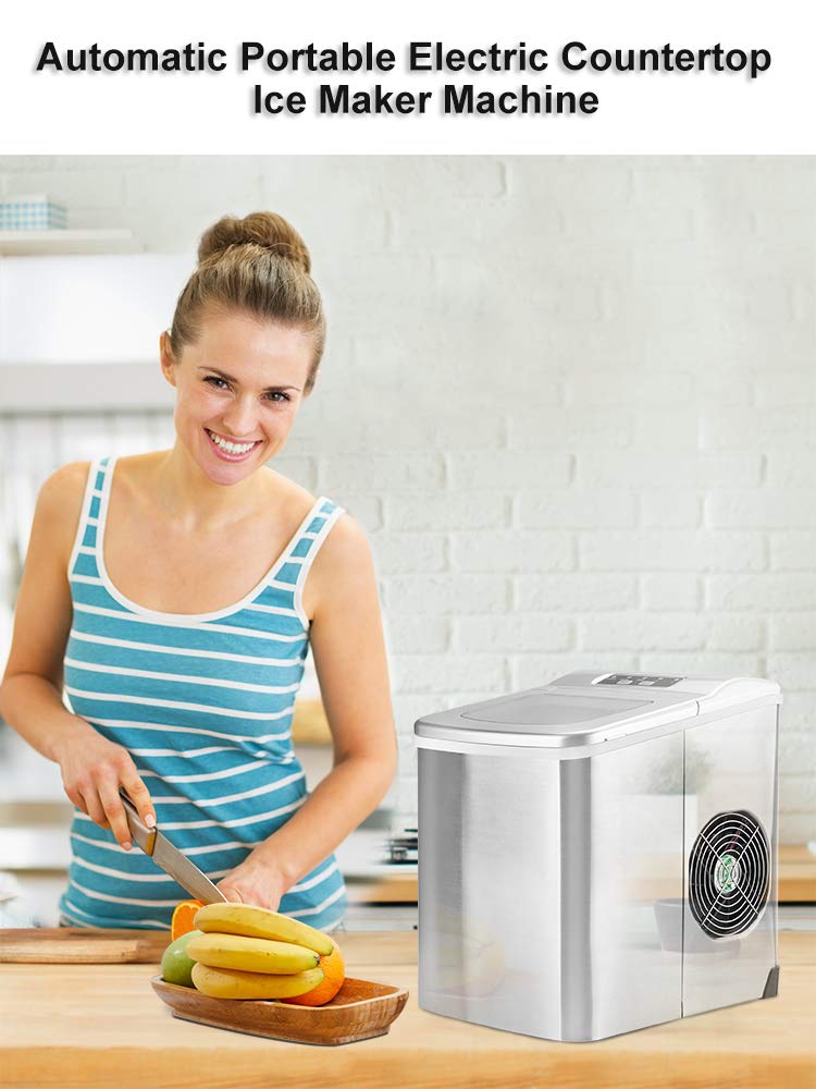 Fast Countertop Ice Maker - 26 lbs Daily, Ready in 8 Minutes | Portable Ice Machine for Home, Office, Bar, Party & Commercial Use | Perfect for Cocktails, Beverages & Food Preservation
