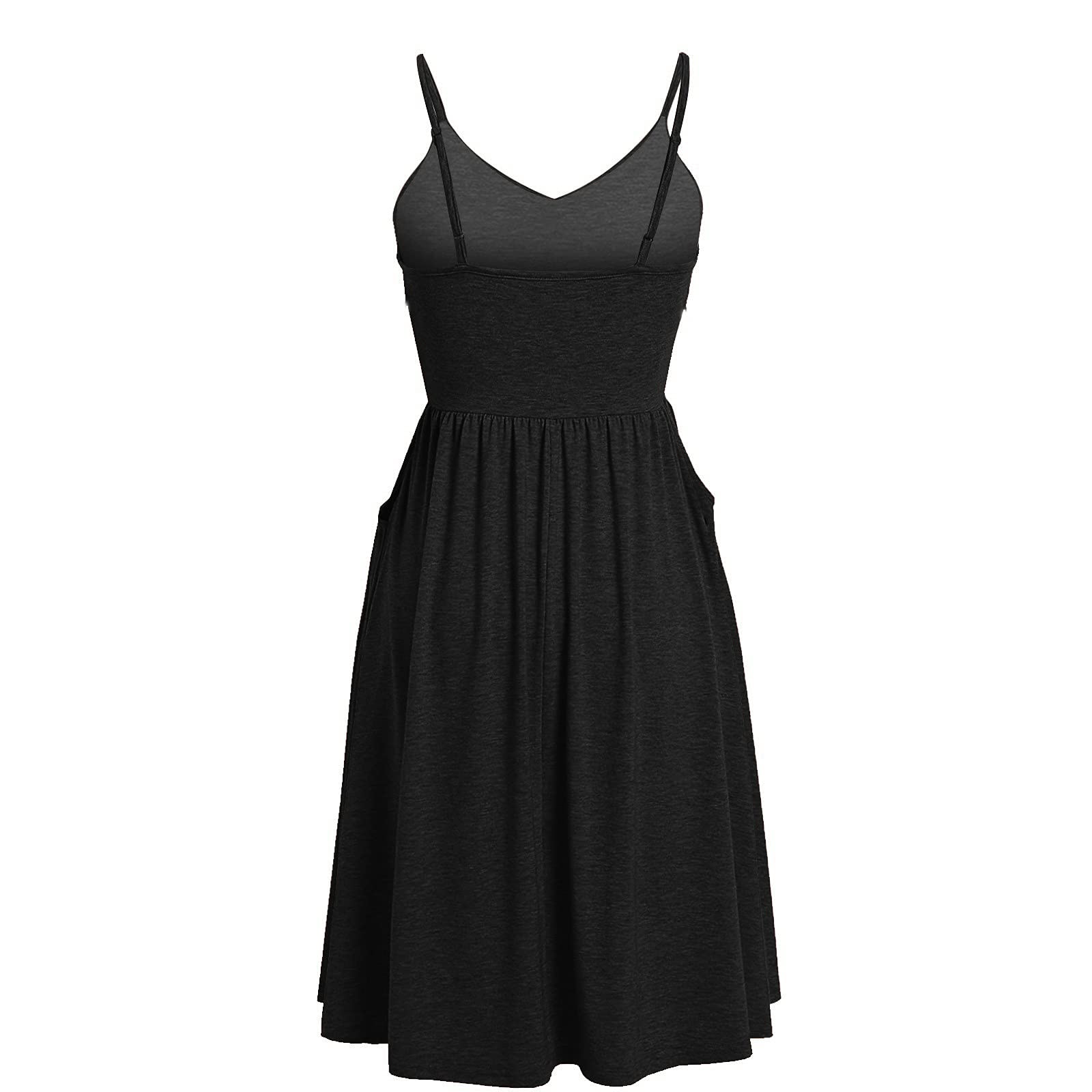 INESVER Women's Casual Spaghetti Strap A-Line Sundress - Sleeveless V-Neck Summer Beach Dress with Pockets | Perfect for Vacations, Pool Parties & Outdoor Date Nights